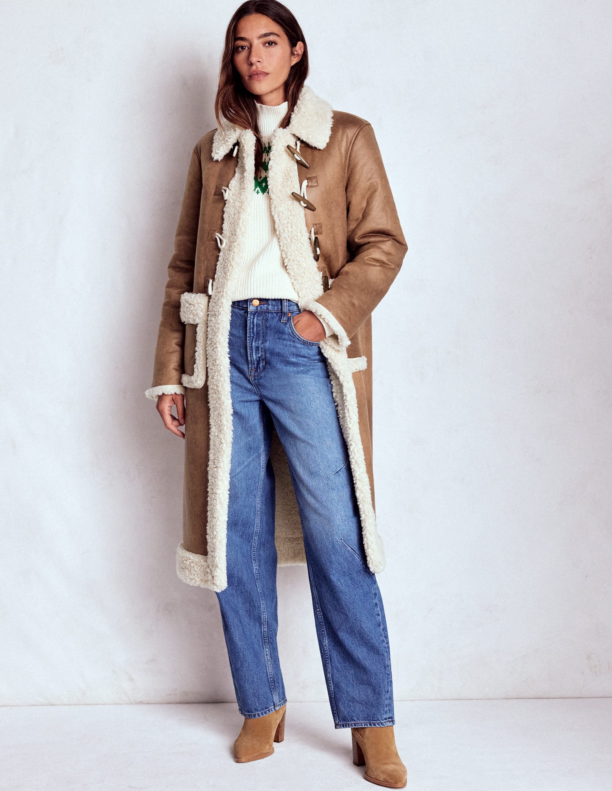 Borg Duffle Coat-Camel, Natural Borg | Boden USA