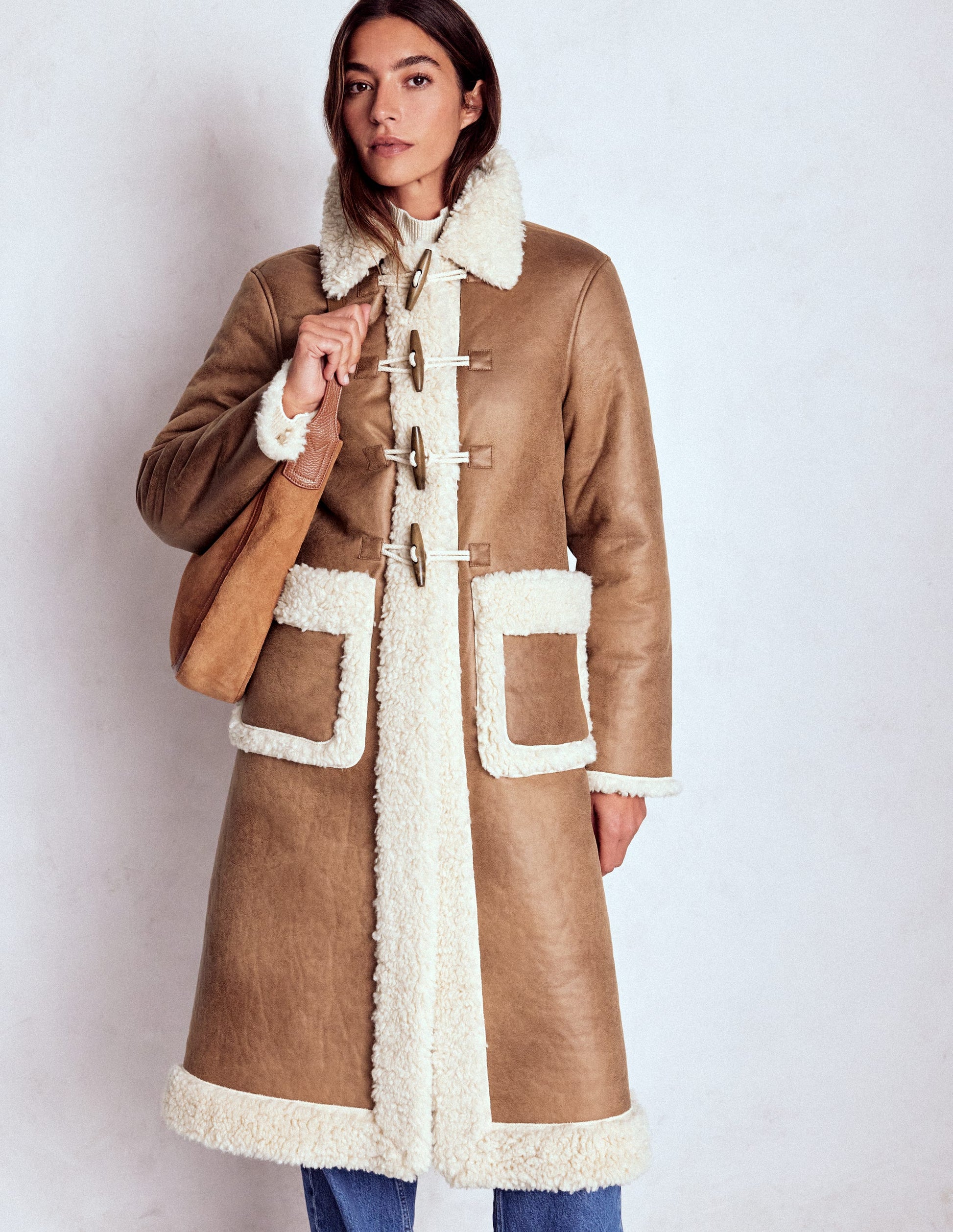 Borg Duffle Coat-Camel, Natural Borg-5