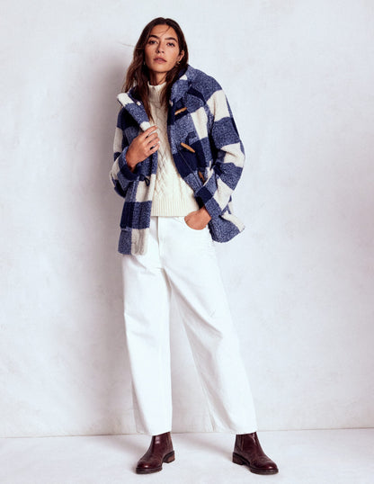 Borg Duffle Coat-College Navy Gingham-4