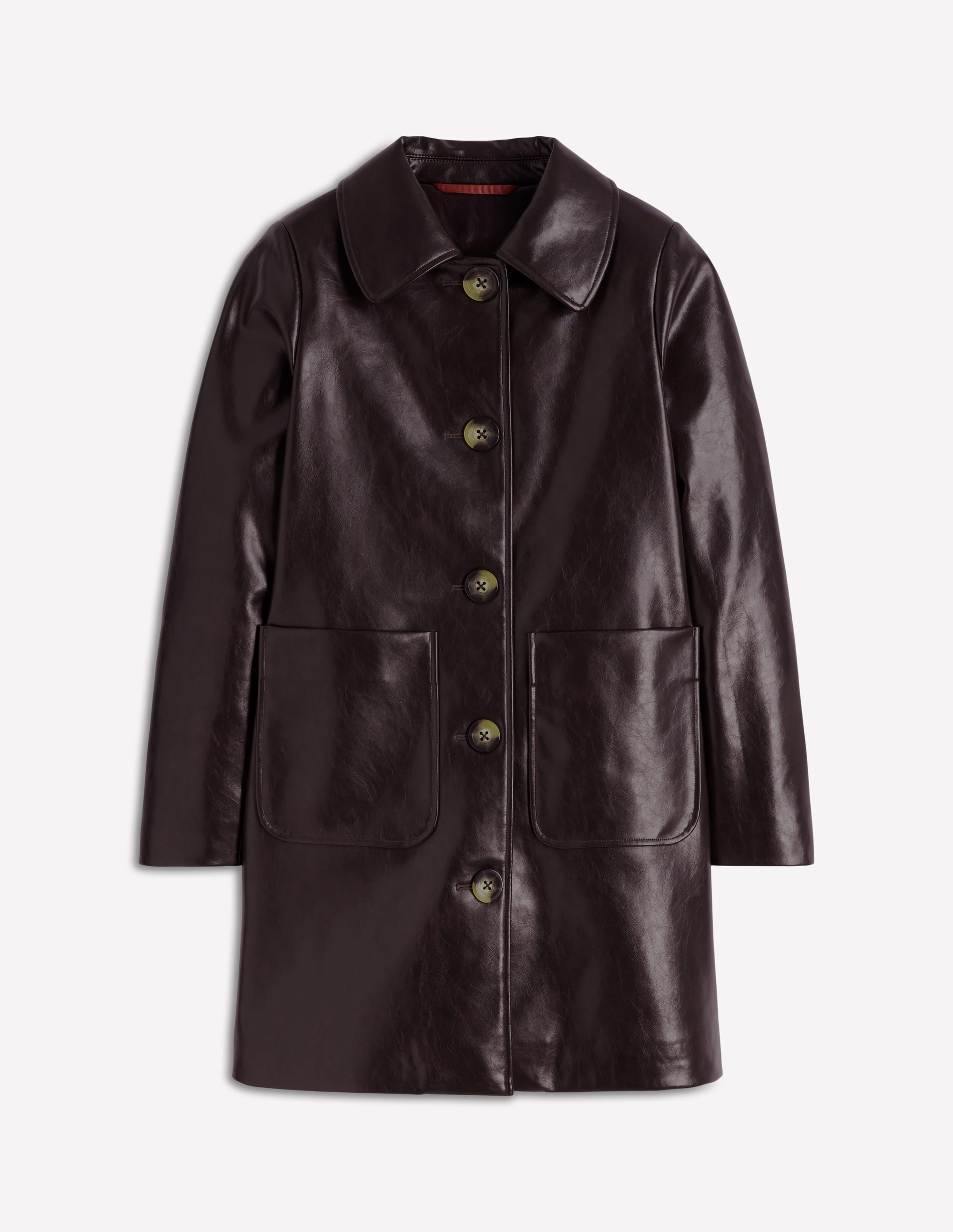 Carlisle Faux Leather Coat-Dark Cherry | Boden USA
