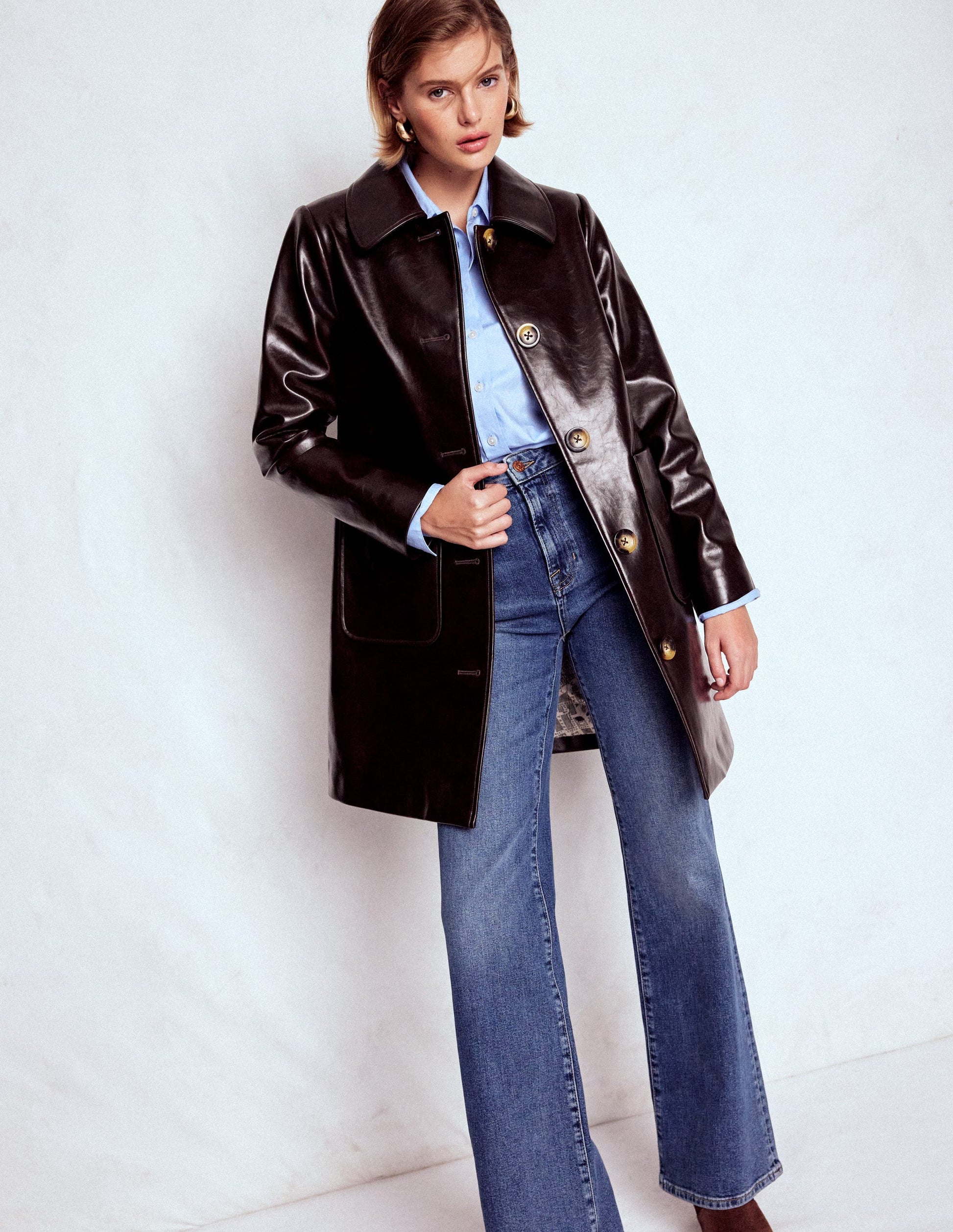 Carlisle Faux Leather Coat-Dark Cherry-3