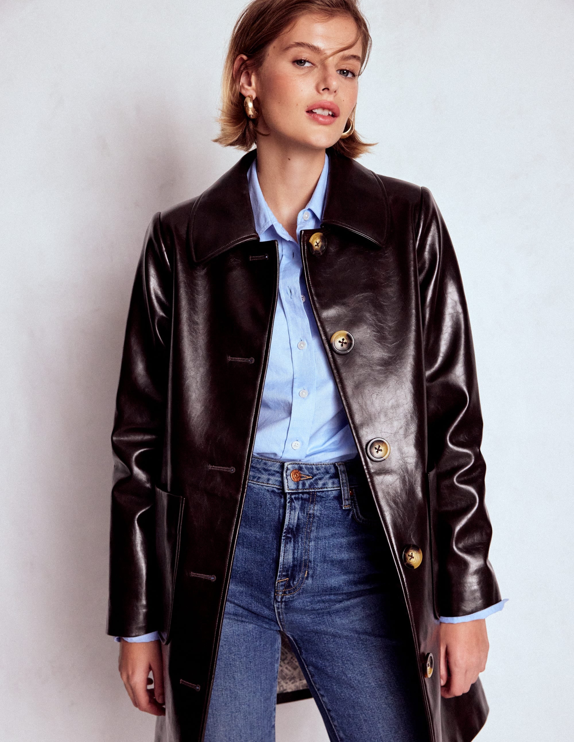 Carlisle Faux Leather Coat-Dark Cherry - Image 4