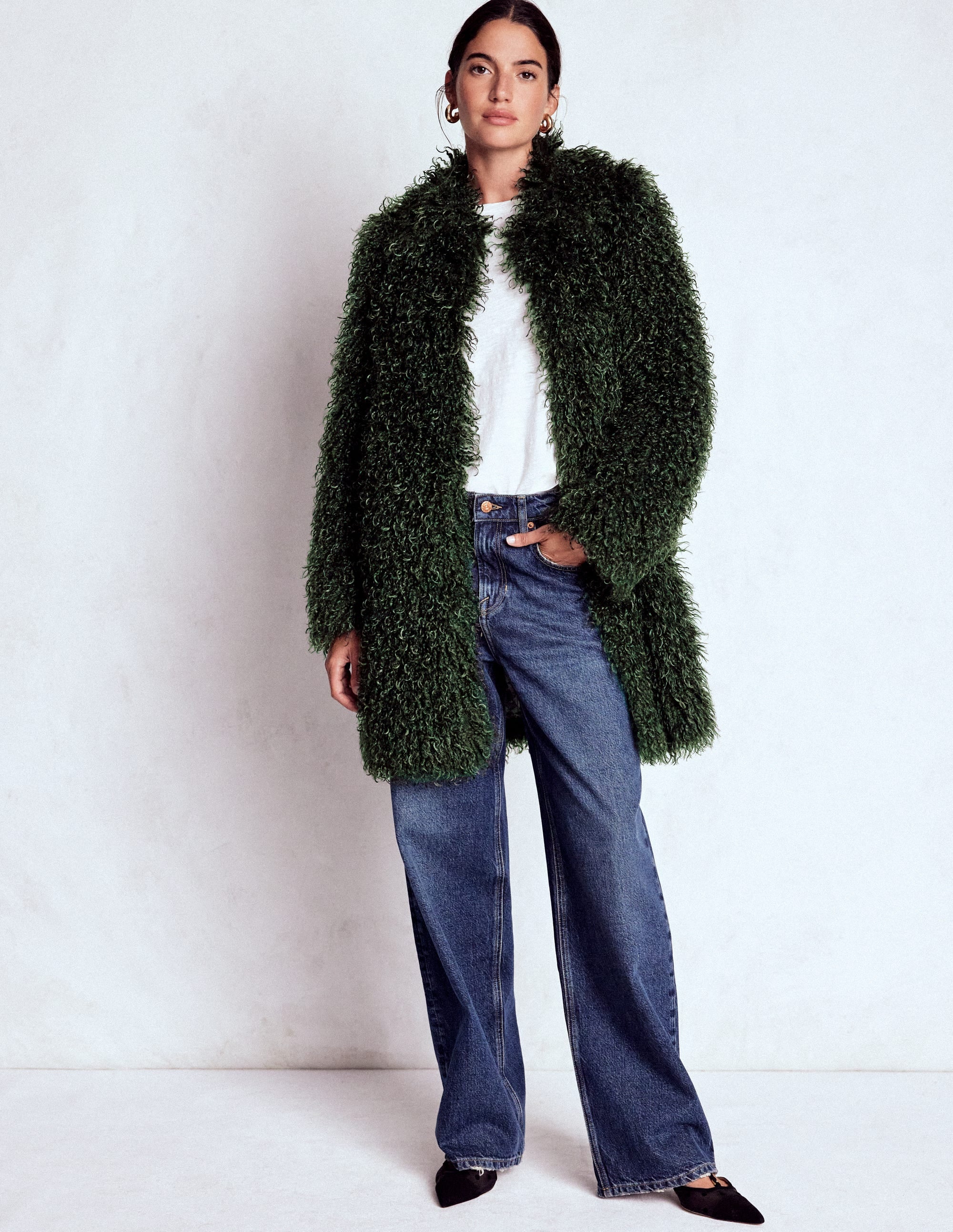 Faux Fur Coat-Kale Leaf, Faux Fur - Image 1
