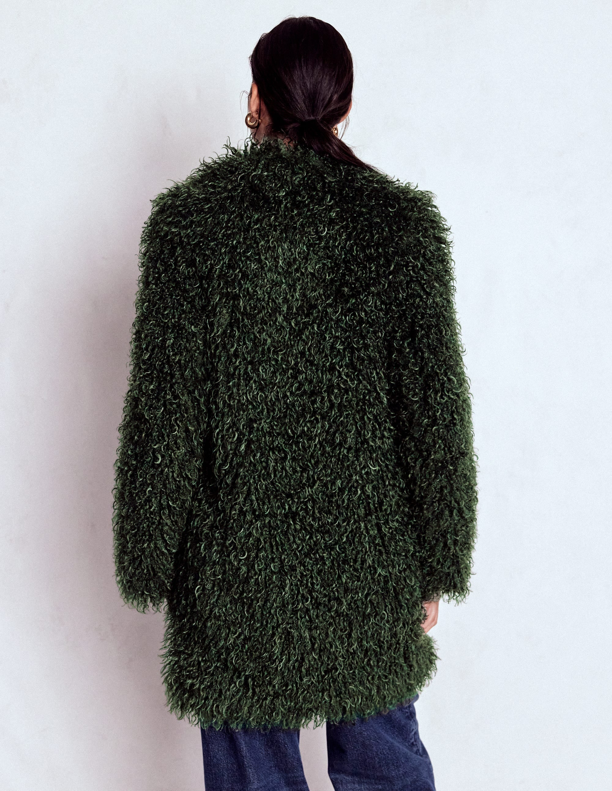Faux Fur Coat-Kale Leaf, Faux Fur - Image 3