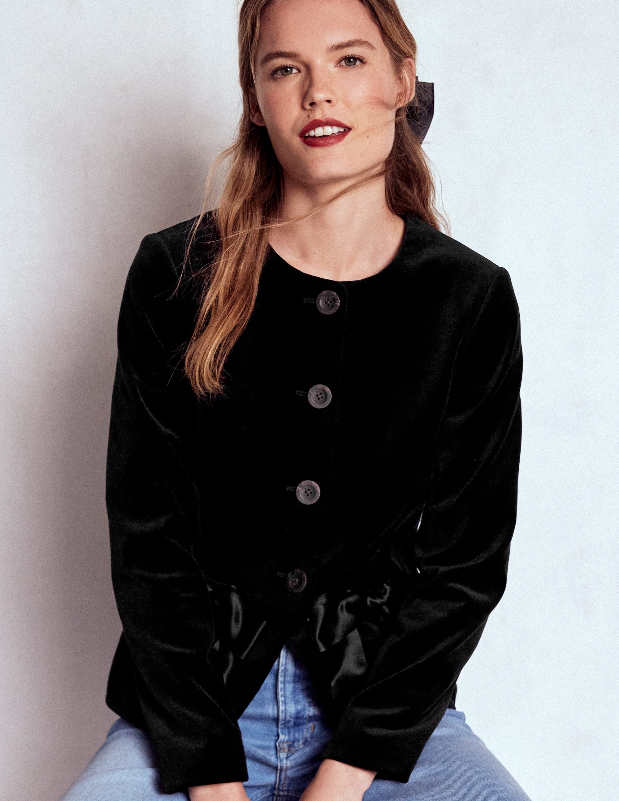 Hampstead Velvet Blazer-Black | Boden USA