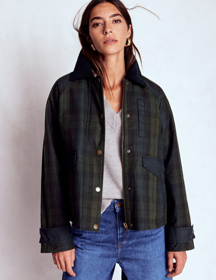 Raglan Wax Jacket-BLACKWATCH