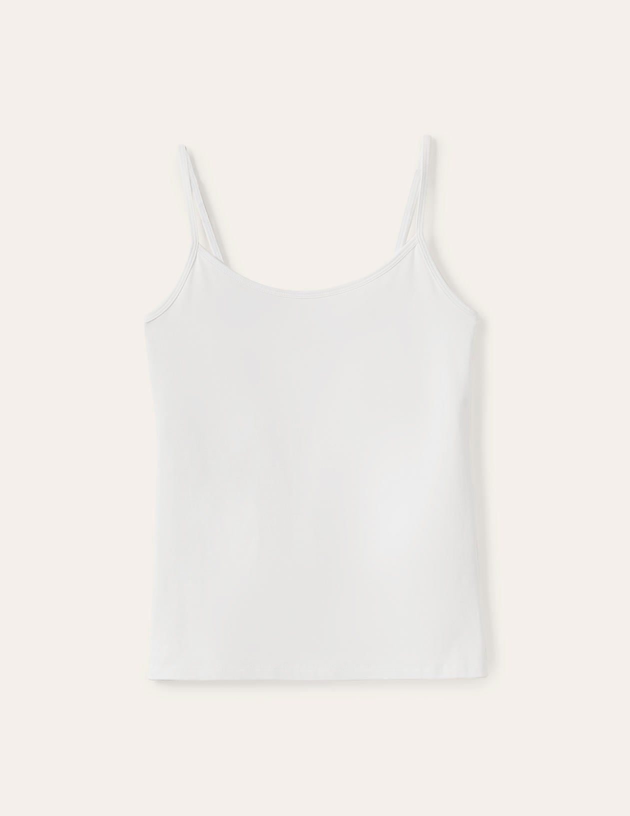 Plain Cami Top-White-5