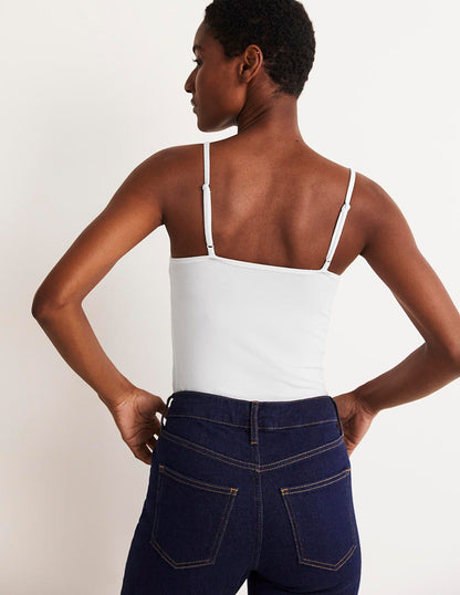 Plain Cami Top-White-3