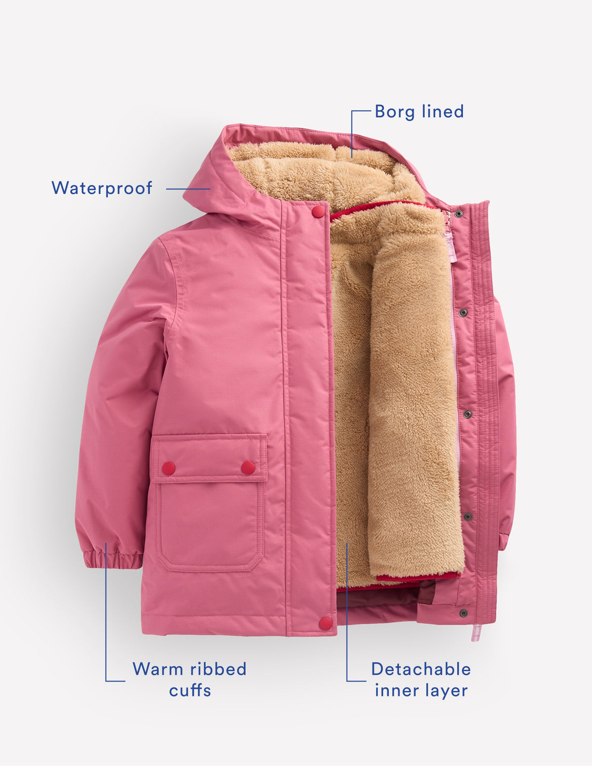 4-in-1 Waterproof Coat-Pink Heather-5