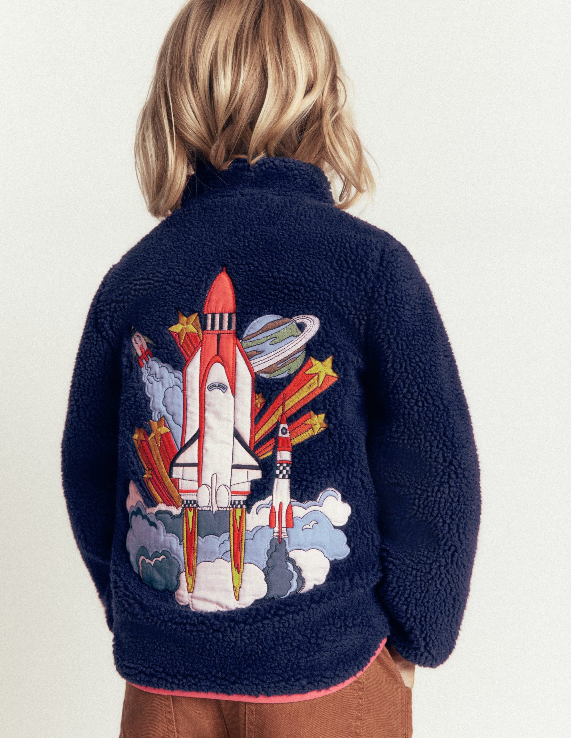 Cosy Borg Jacket-College Navy Space - Image 1