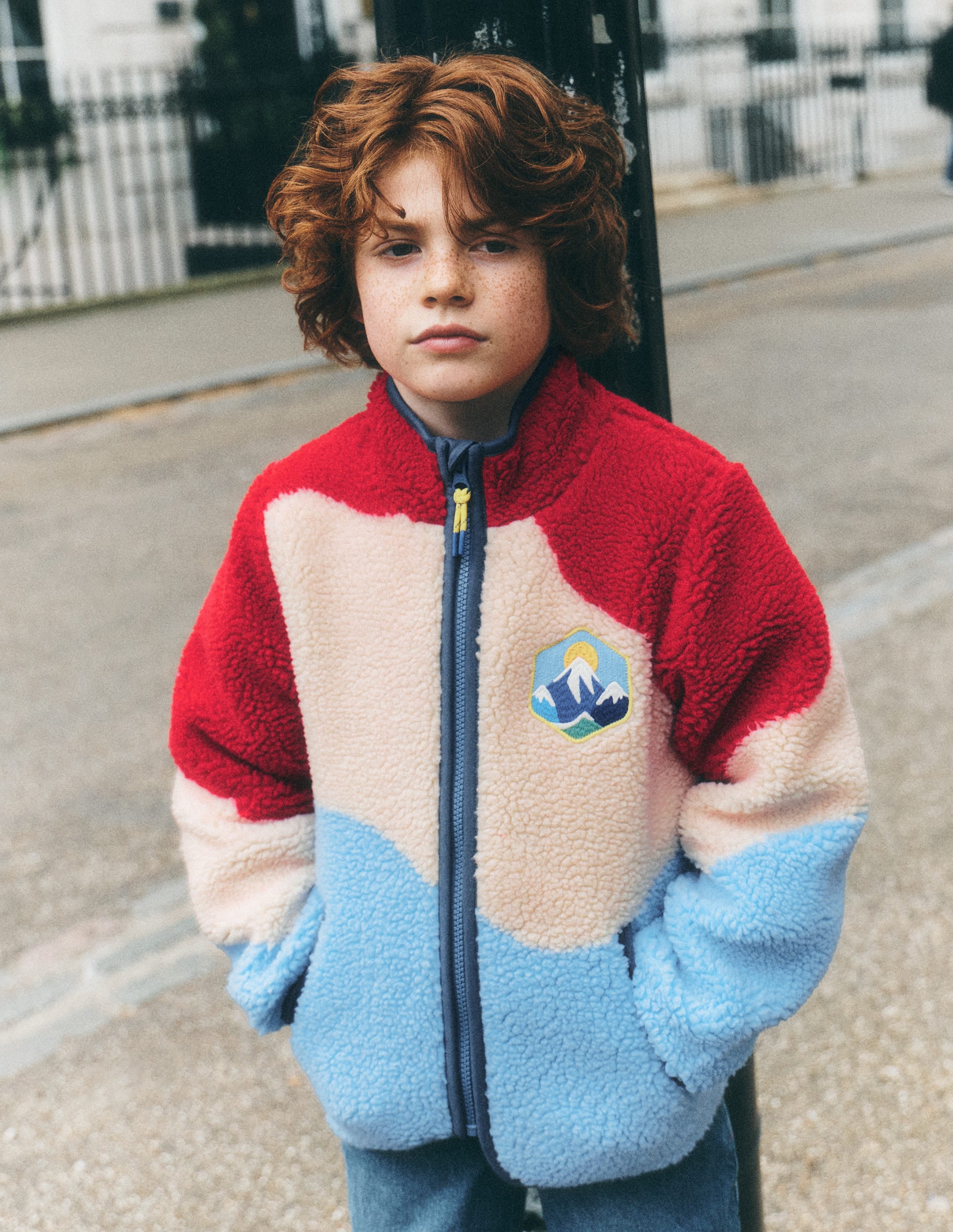 Cosy Borg Jacket-Colour Block - Image 1