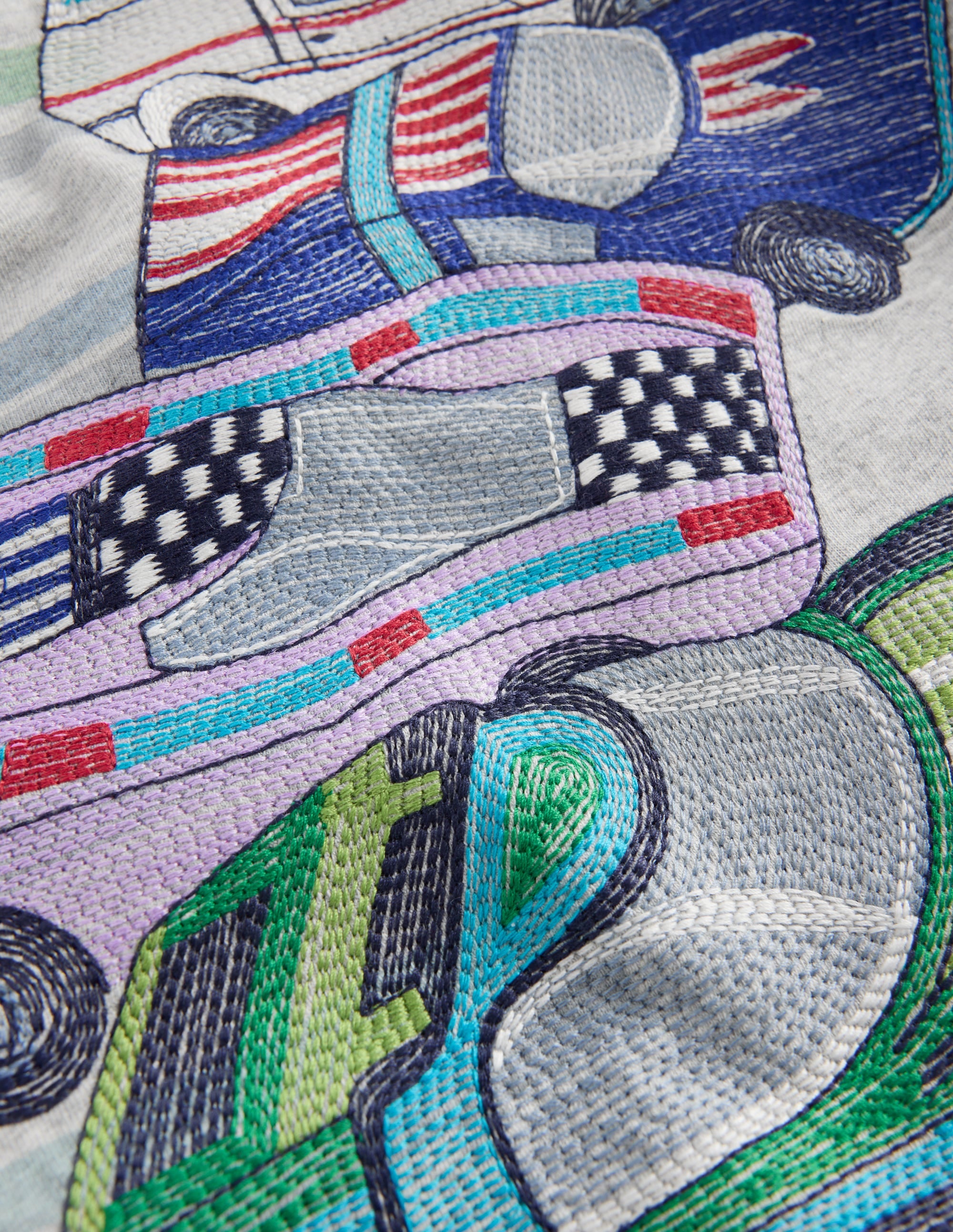 Superstitch Long Sleeve Top-Grey Marl Racing Cars - Image 3