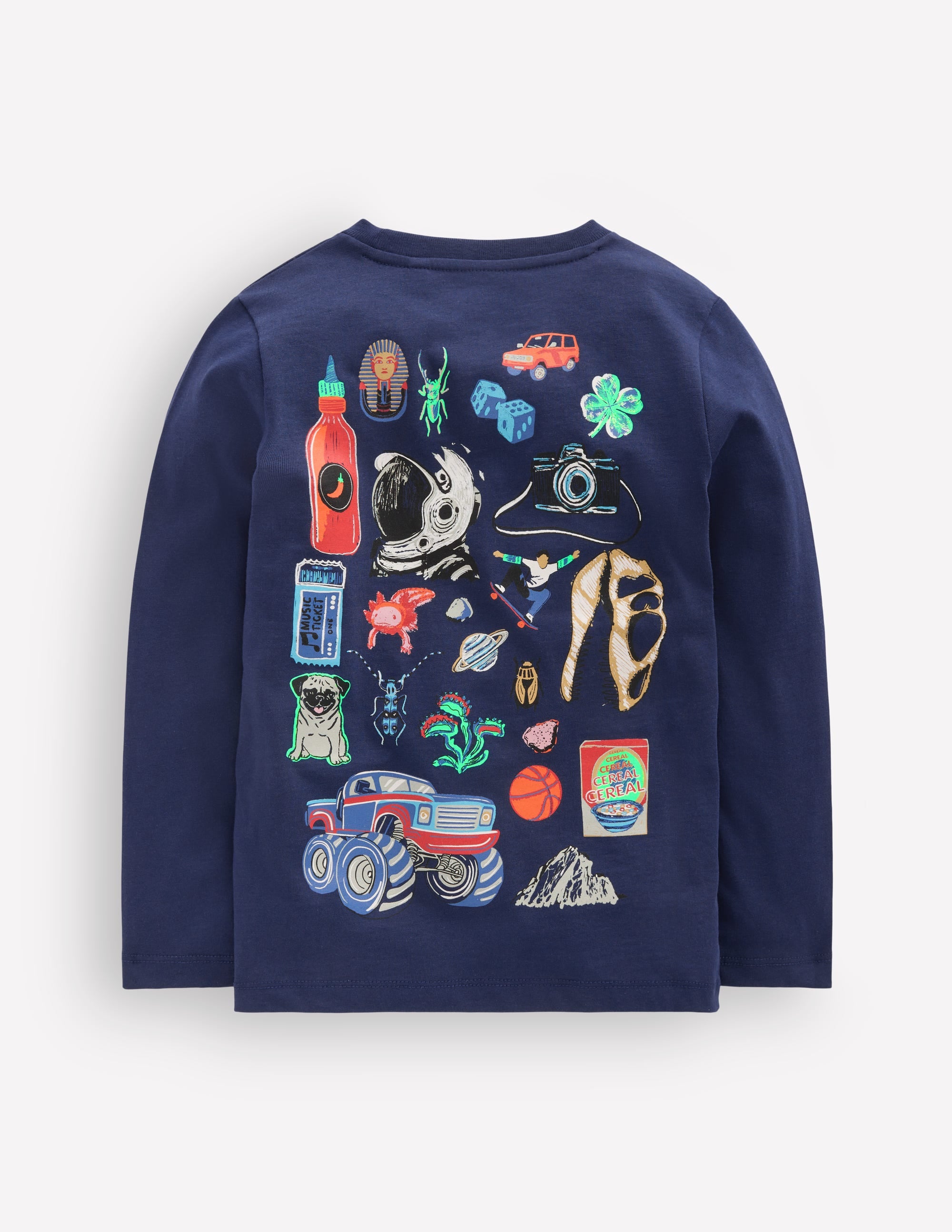 Front & Back T-shirt-College Navy Random Things - Image 2