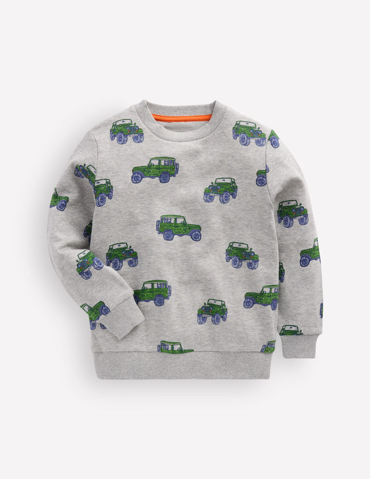 Everyday Printed Sweatshirt-Grey Marl Vehicle