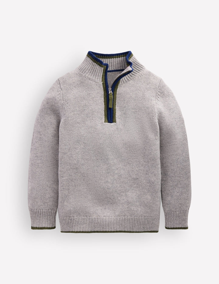 Heritage Half-Zip Sweater-Grey Marl