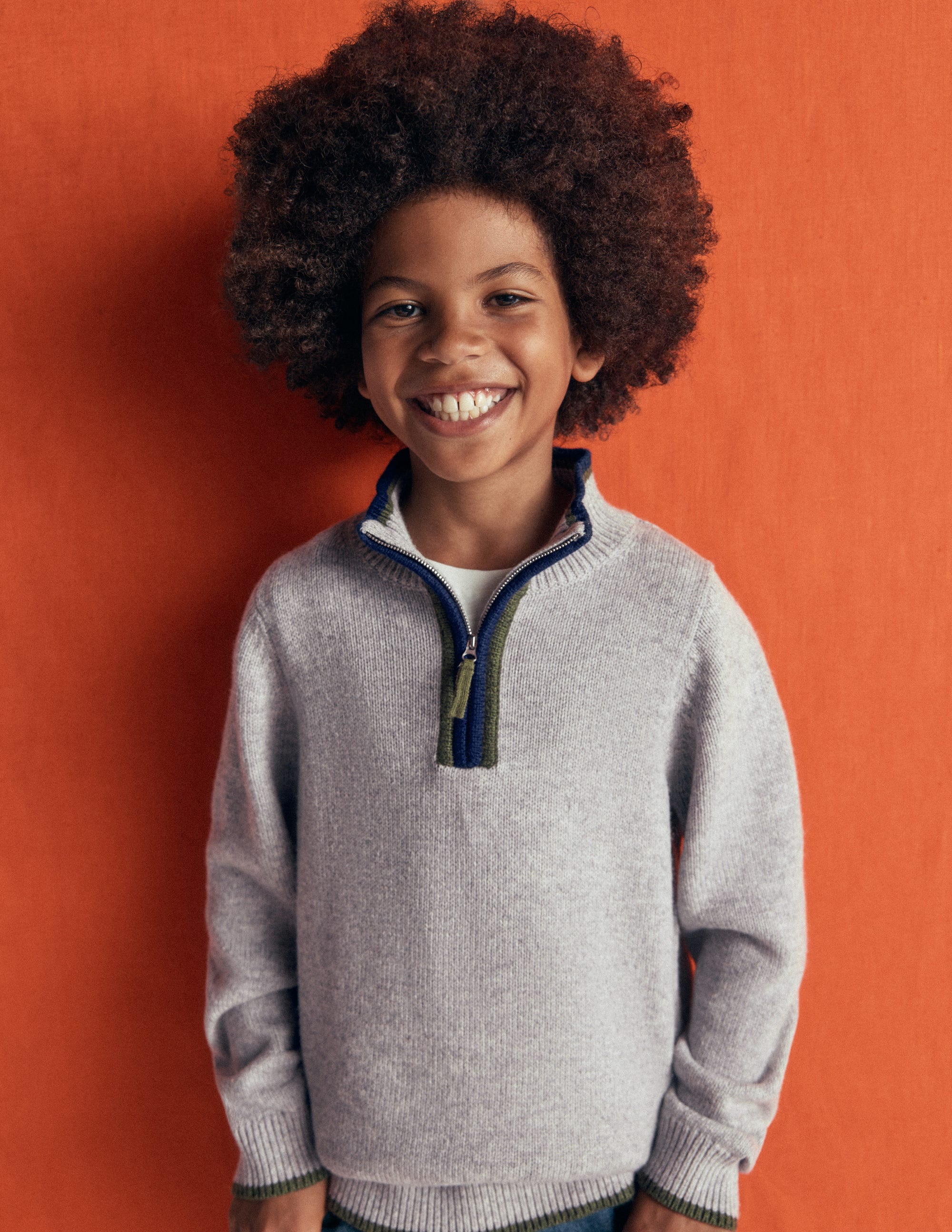 Heritage Half-Zip Sweater-Grey Marl - Image 1