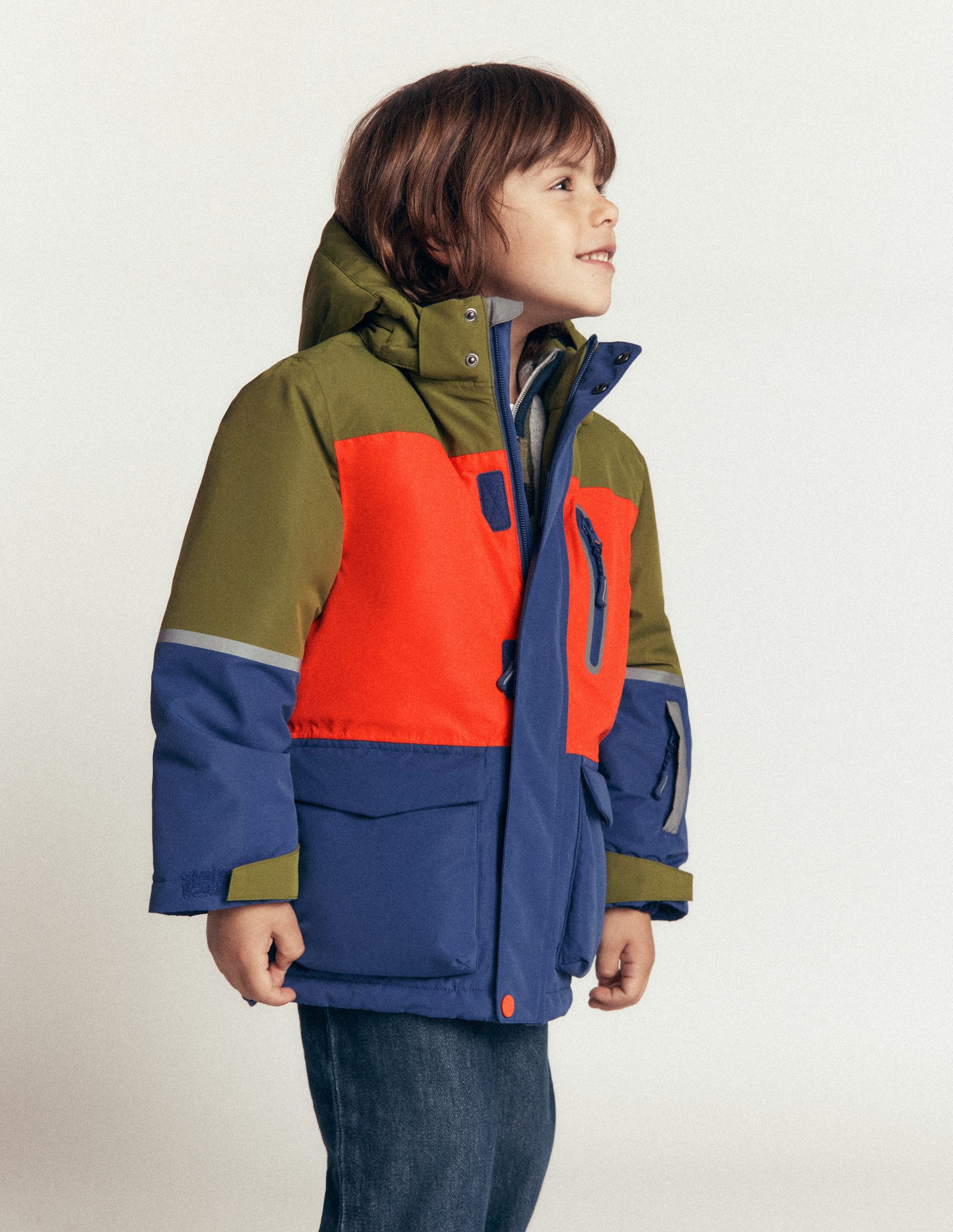 All-weather Waterproof Coat-Khaki Colour Block-1