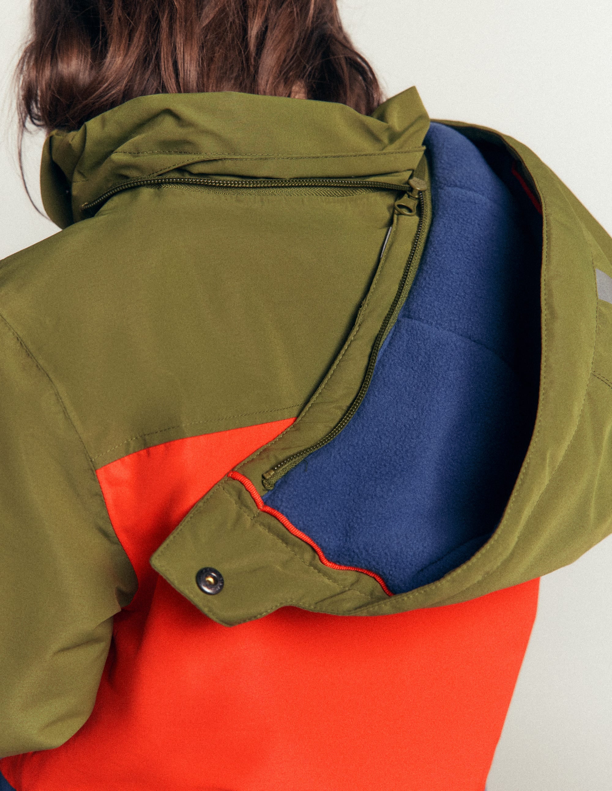 All-weather Waterproof Coat-Khaki Colour Block - Image 3