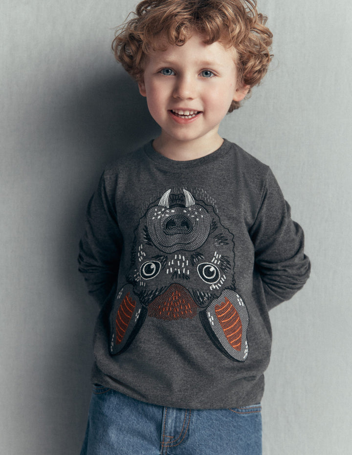 Glow Superstitch T-shirt-Shadow Grey Bat