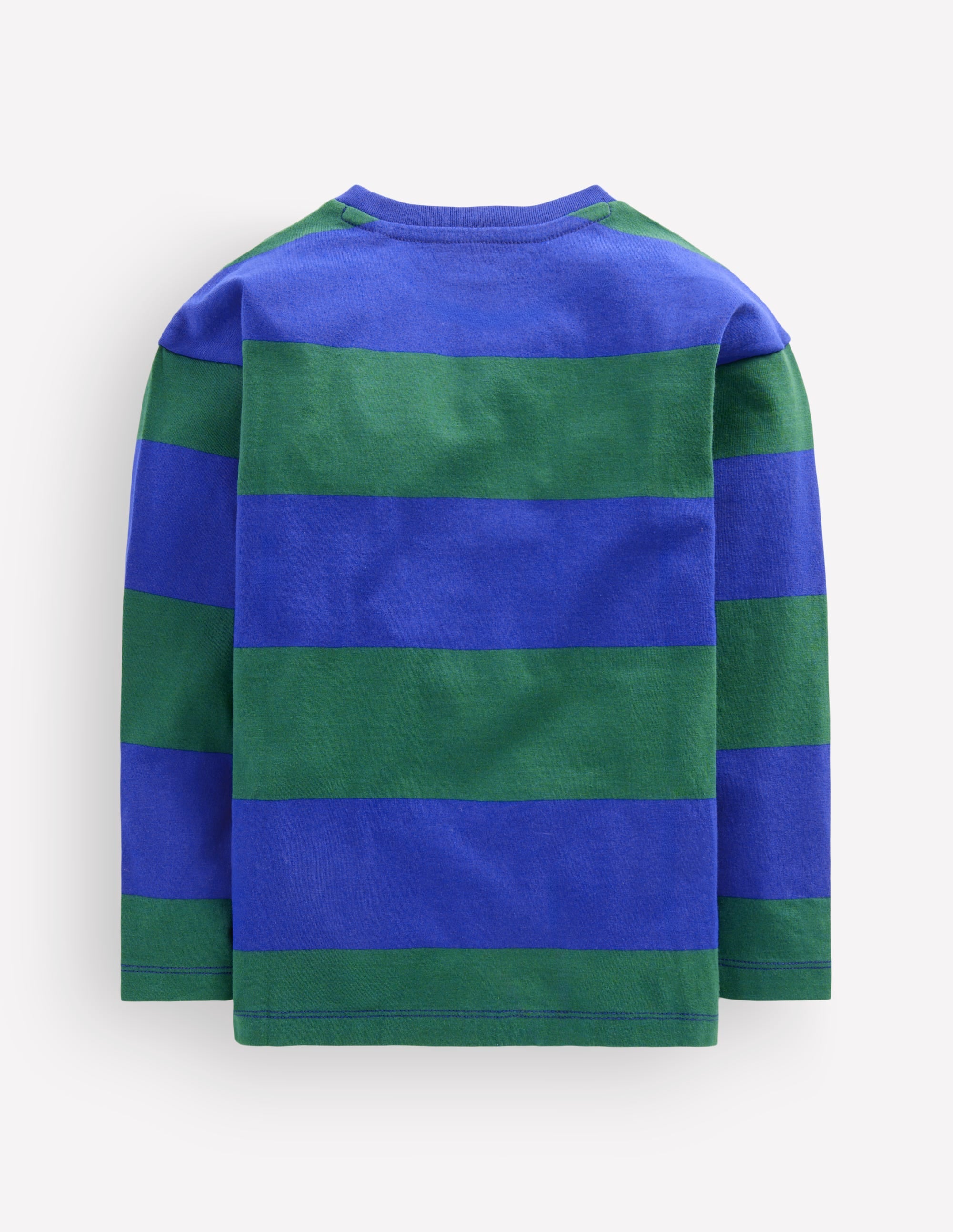 Long Sleeve Badge T-shirt-Blue stripe - Image 3