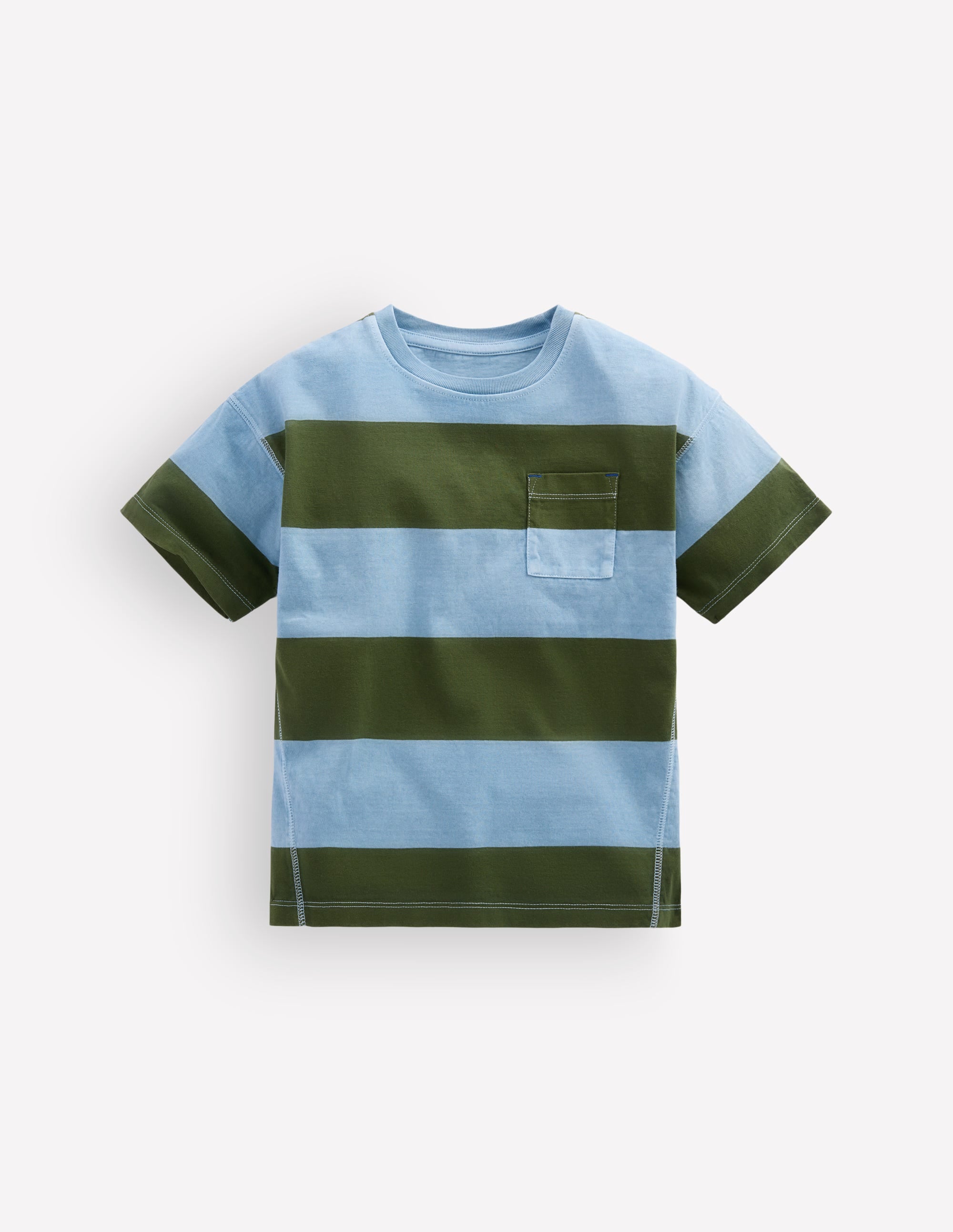 Garment Dye Relaxed T-shirt-French Blue / Brunswick Green - Image 1