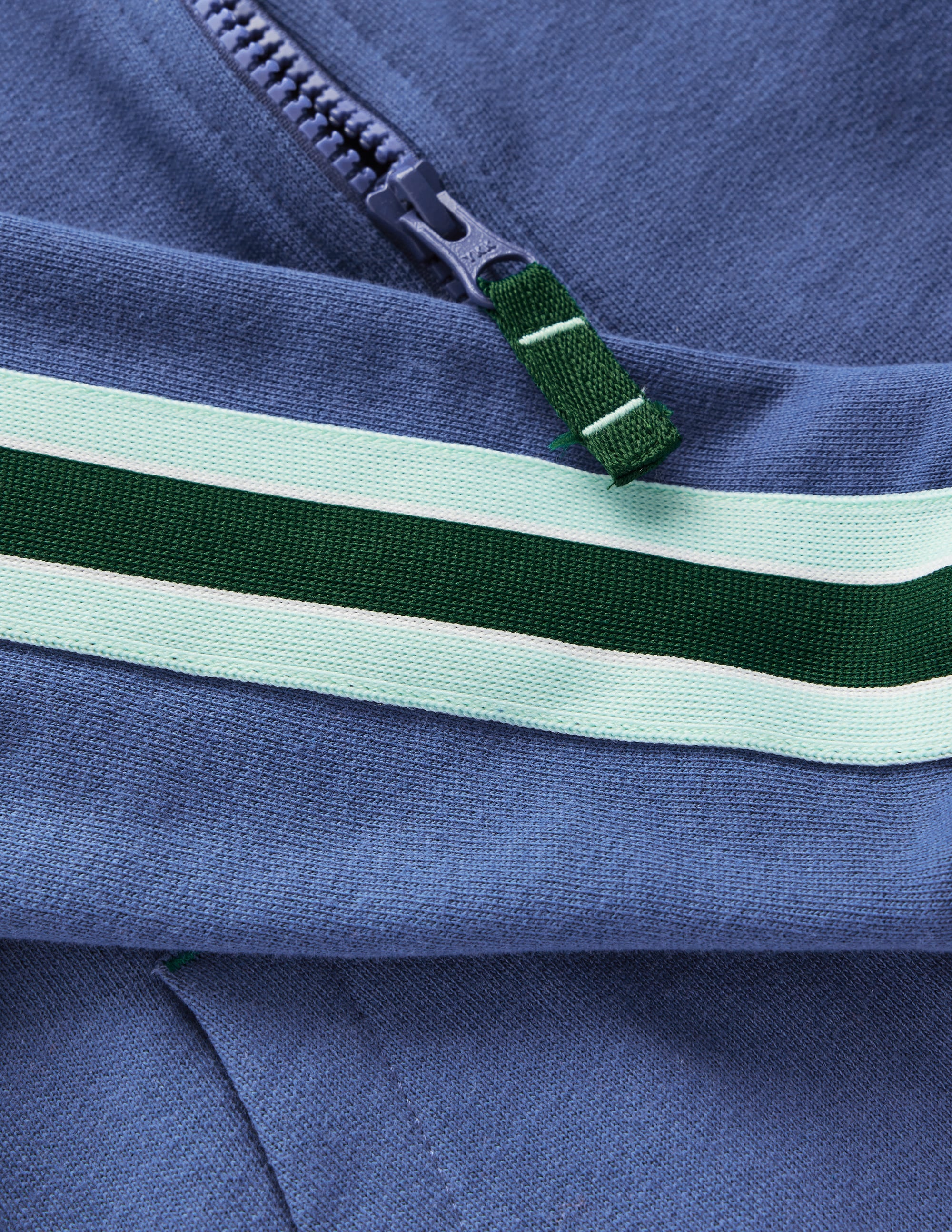 Tape Detail Zip-through Hoody-Denim Blue - Image 3