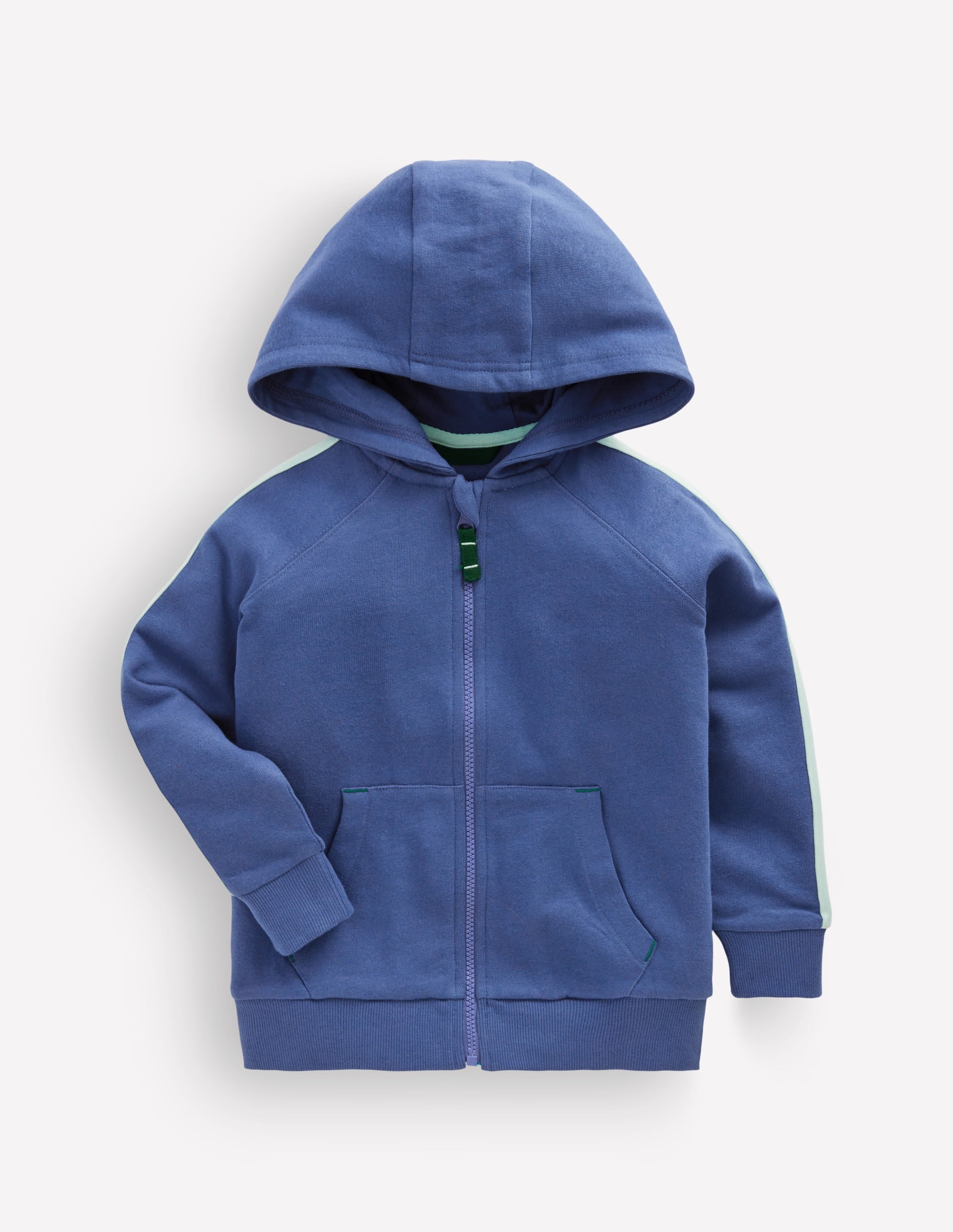 Tape Detail Zip-through Hoody-Denim Blue - Image 1