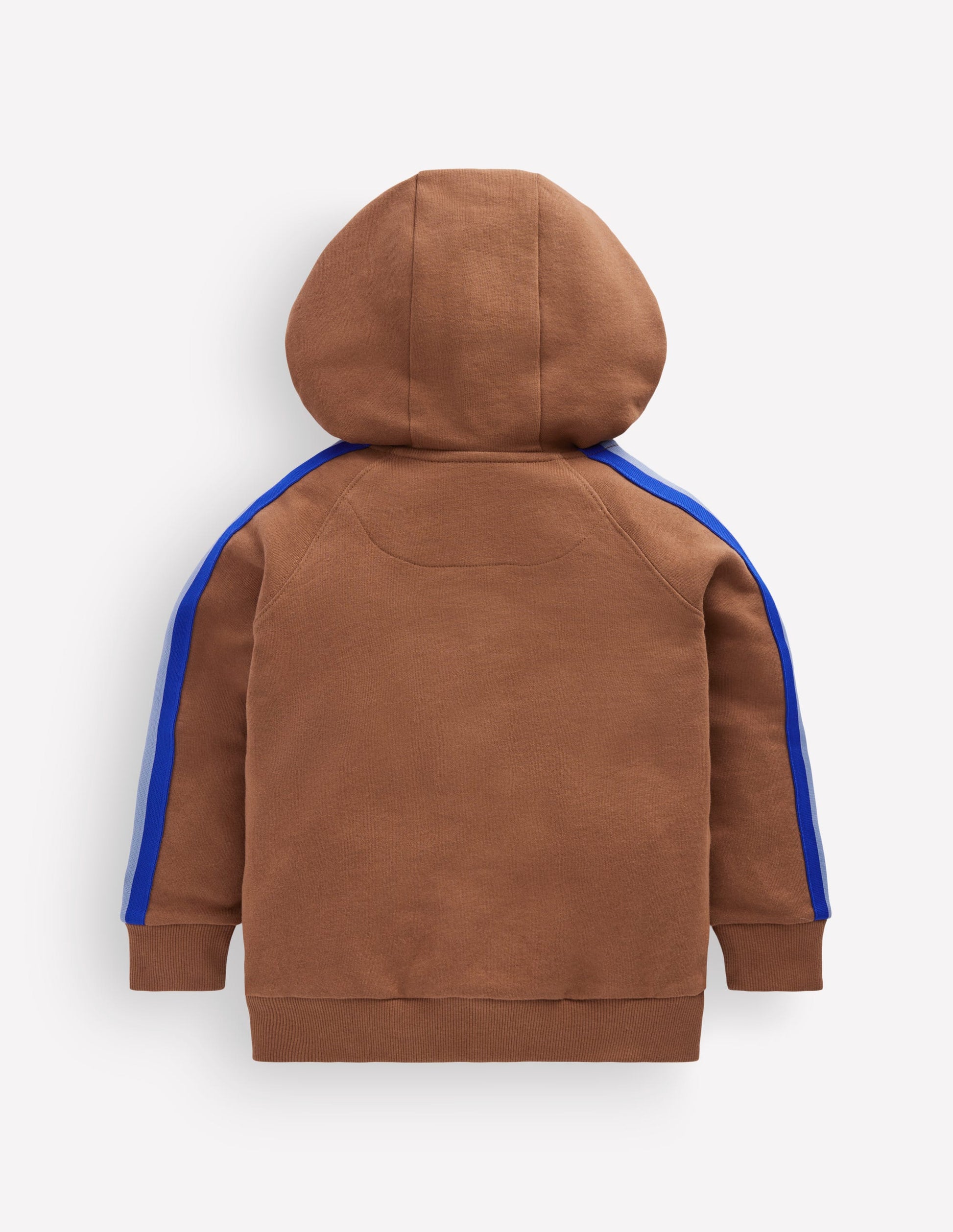 Tape Detail Zip-through Hoody-Brown-2
