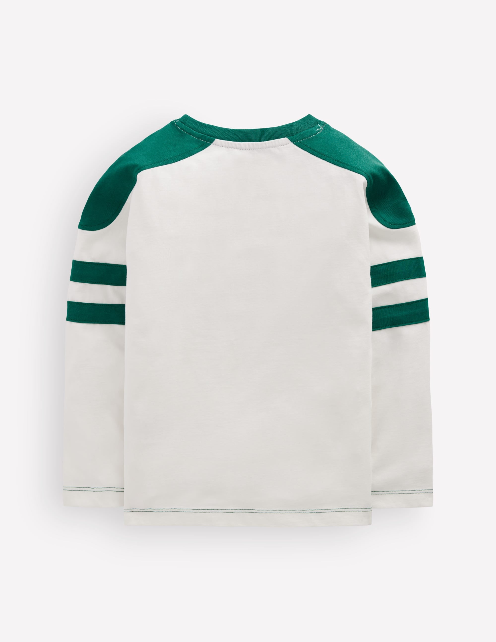 Colour Block T-shirt-Soft Ivory / Jewel Green - Image 2