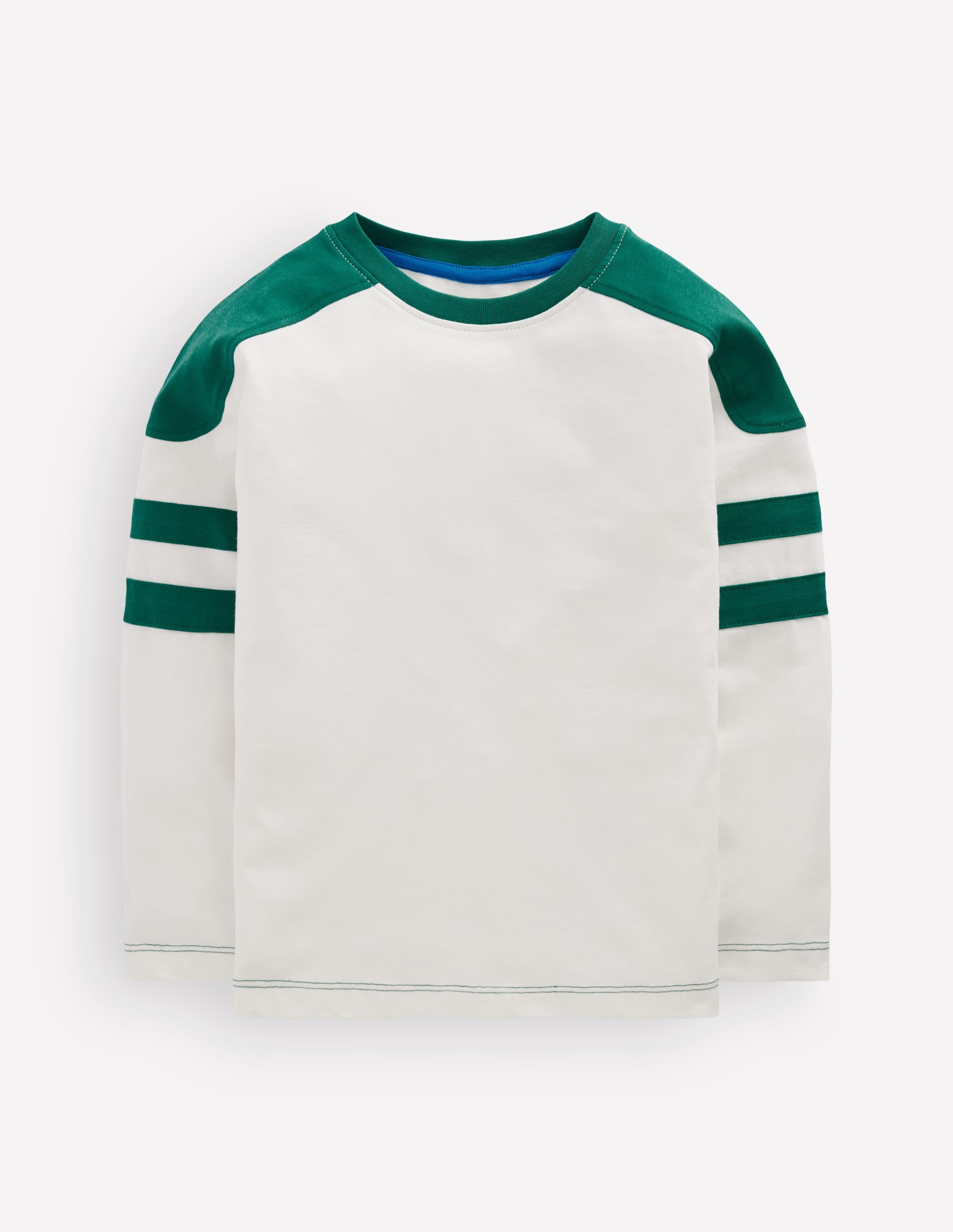 Colour Block T-shirt-Soft Ivory / Jewel Green - Image 1