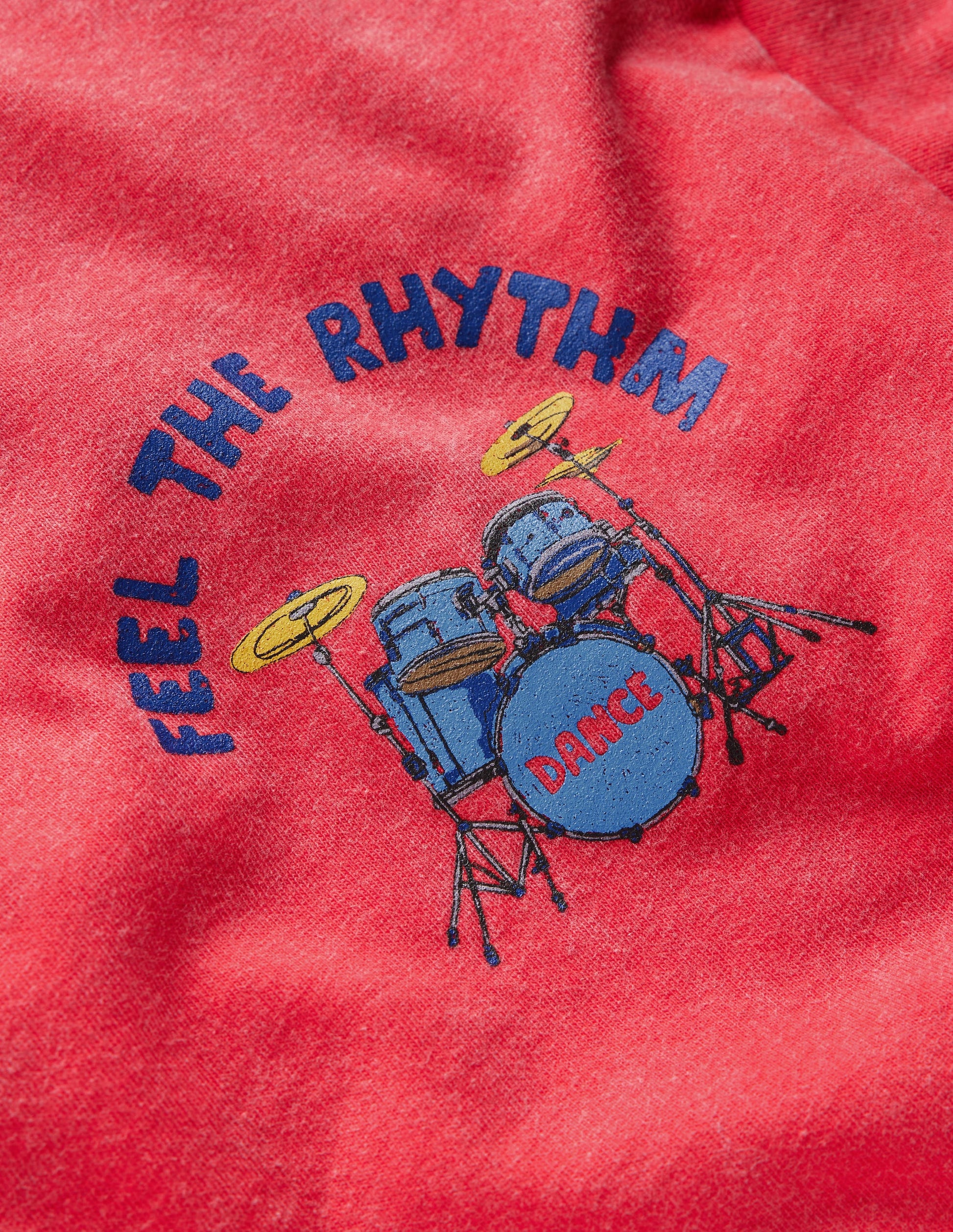 Short Sleeve Printed T-shirt-Feel The Rythmn Drums-3