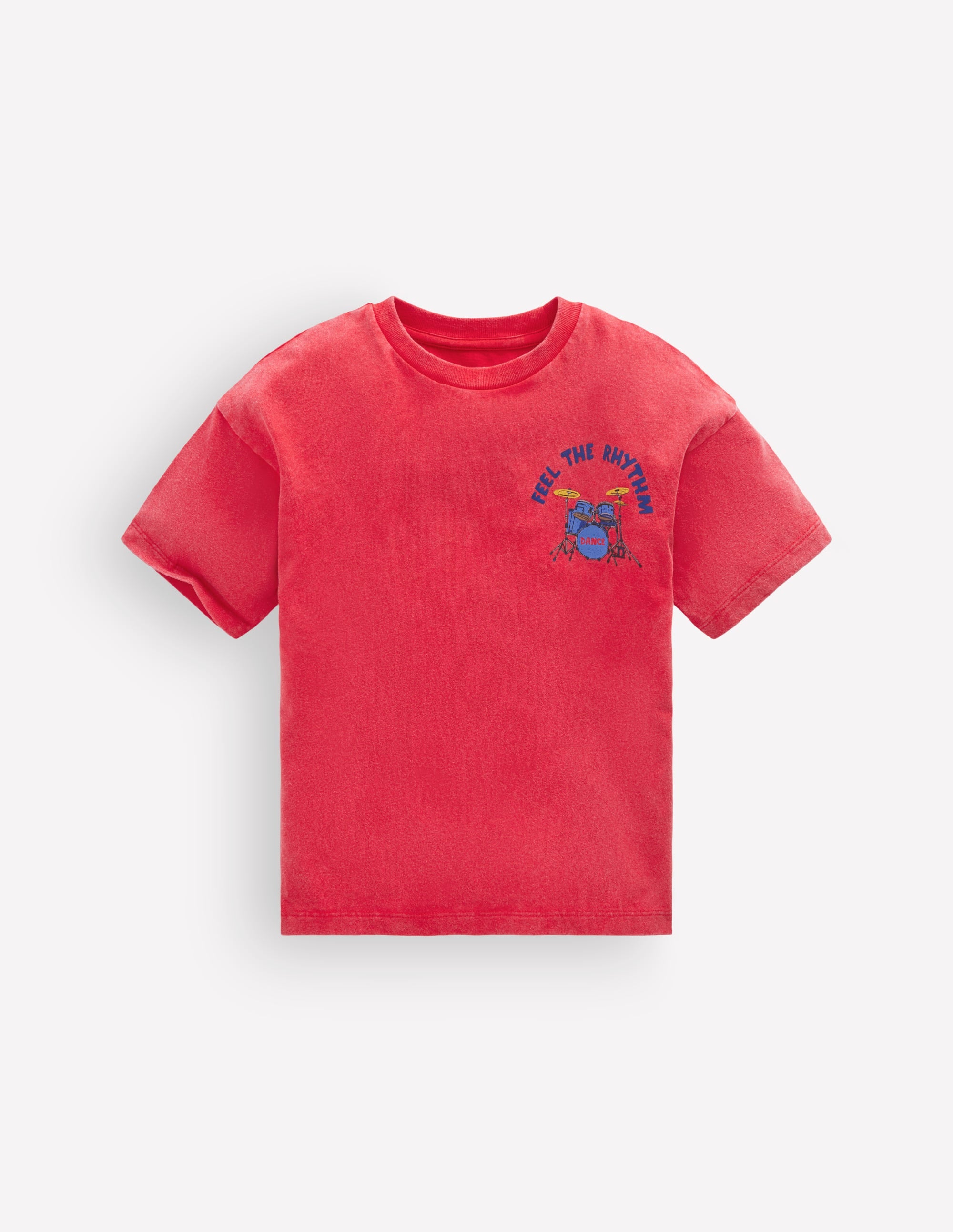 Short Sleeve Printed T-shirt-Feel The Rythmn Drums - Image 1