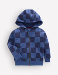 Check Zip-through Hoodie-College Navy / True Denim
