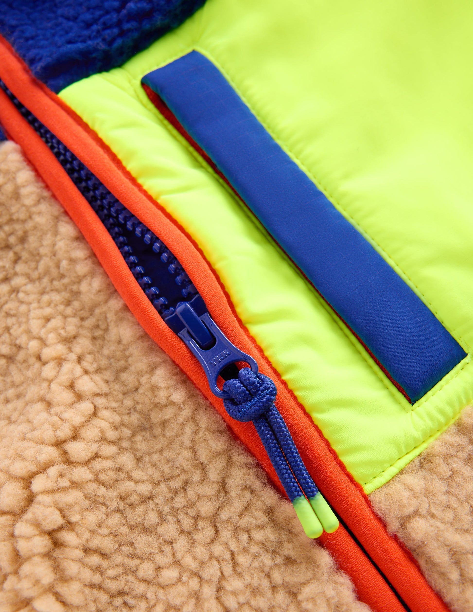 Cosy Colour Block Borg Jacket-Borg Yellow Colourblock-3