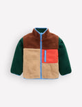 Cosy Colour Block Borg Jacket-Borg Colourblock