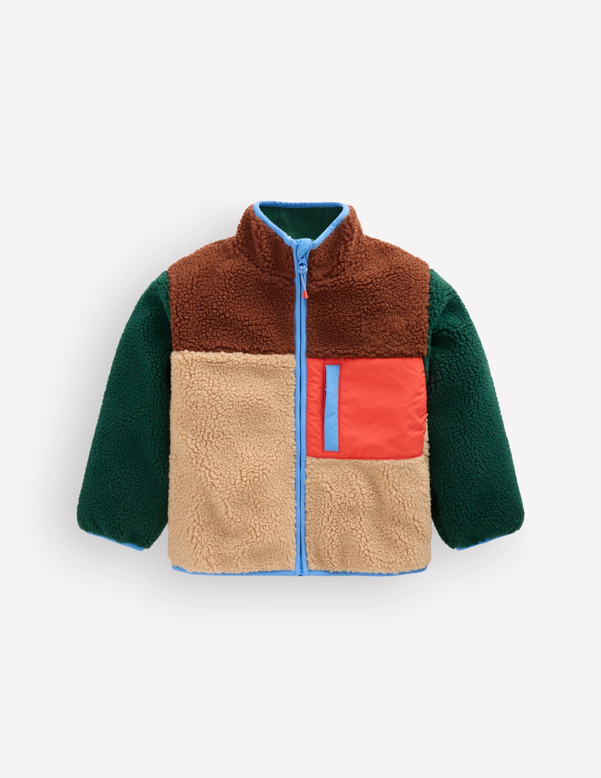 Cosy Colour Block Borg Jacket-Borg Colourblock - Image 1