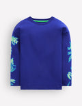 Front and Back Glow T-shirt-Bright Blue Dinos