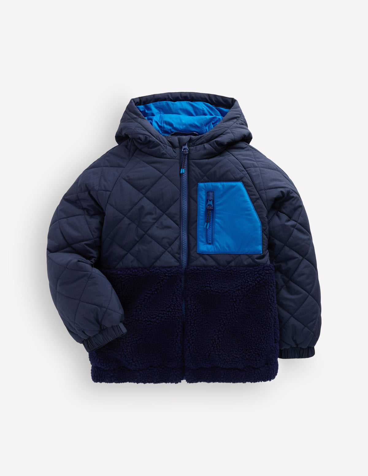 Quilted Borg Jacket-BLACK IRIS - Image 1