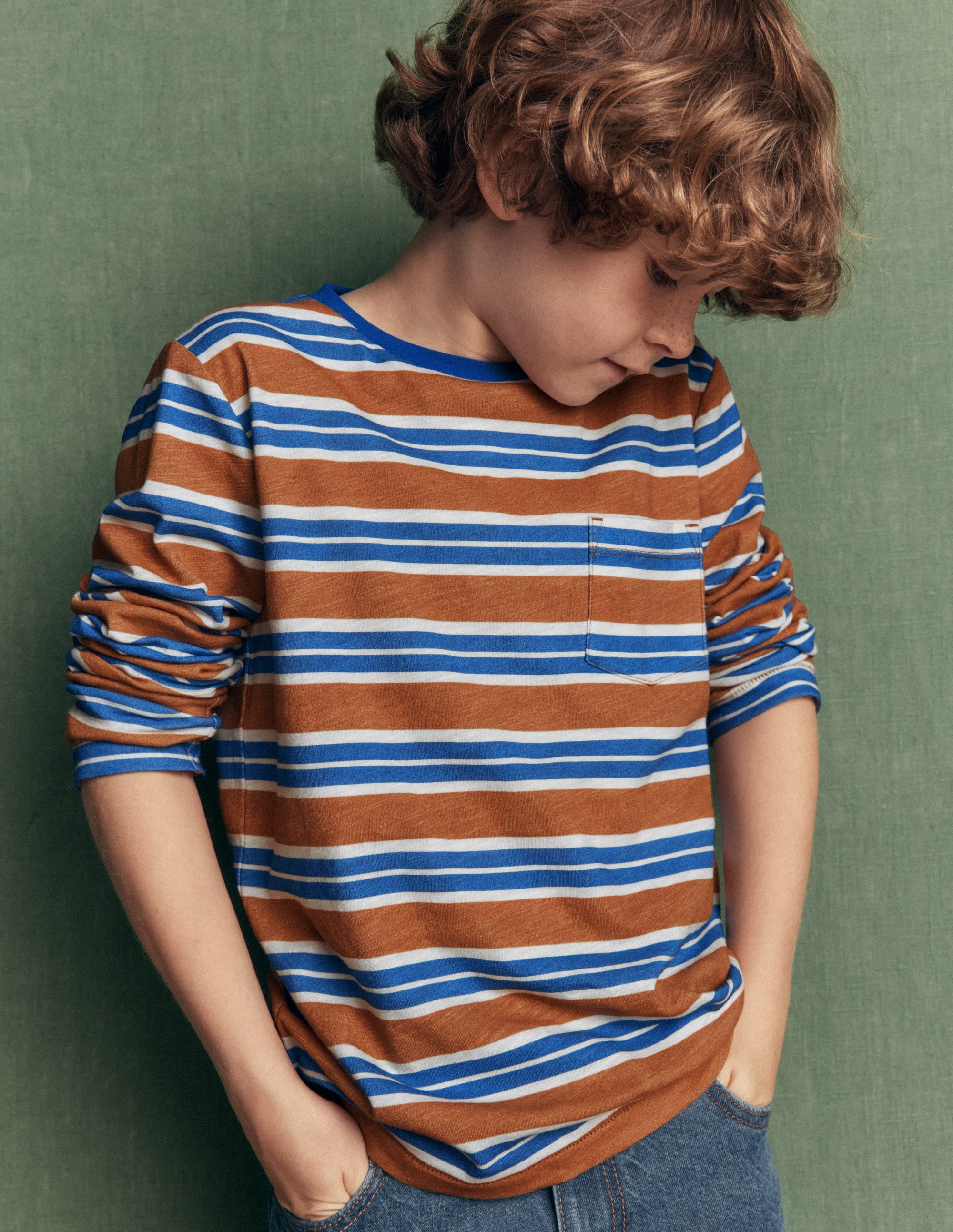 Everyday Long Sleeve T-Shirt-Brown / Gallery Blue - Image 1