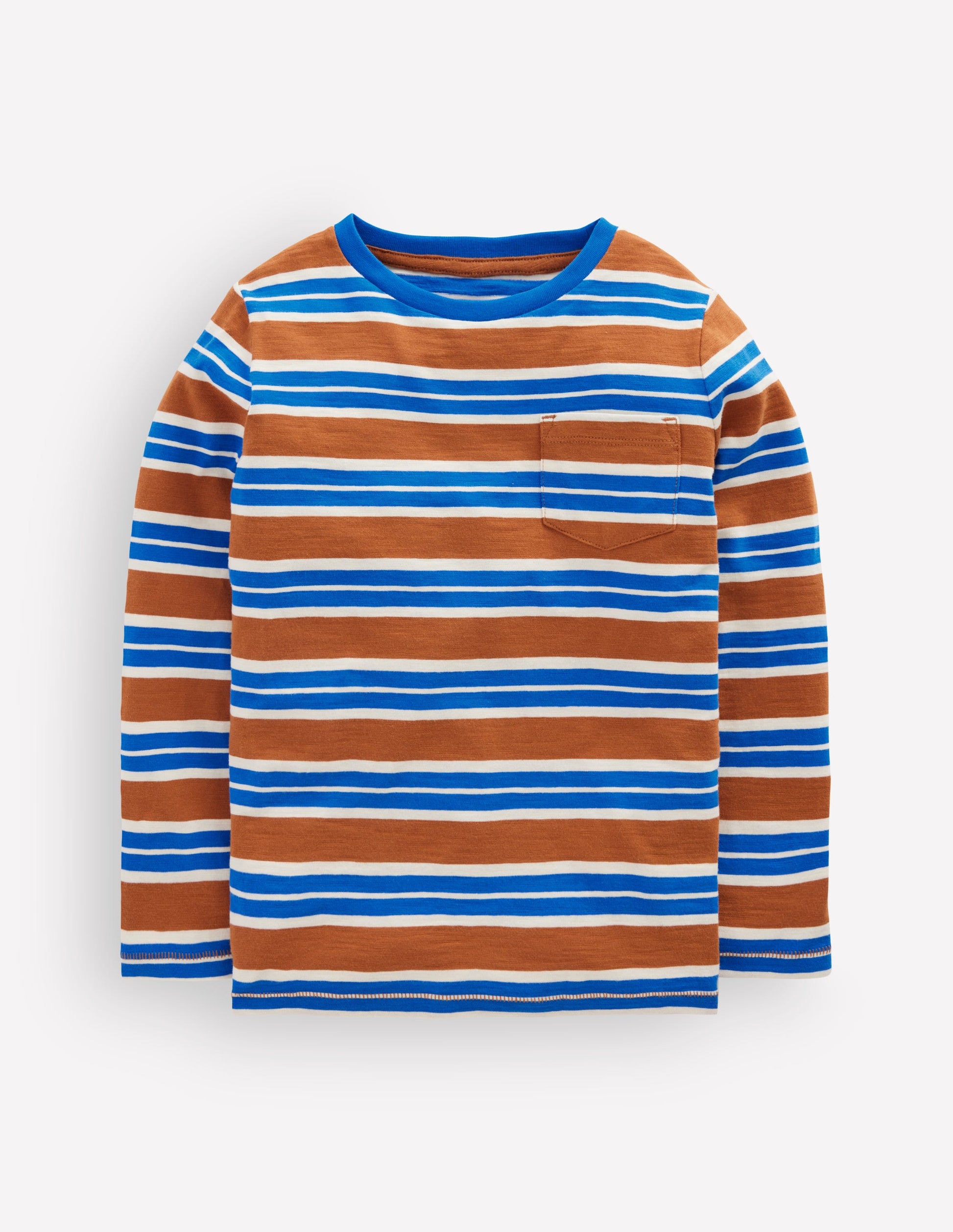 Everyday Long Sleeve T-Shirt-Brown / Gallery Blue-2