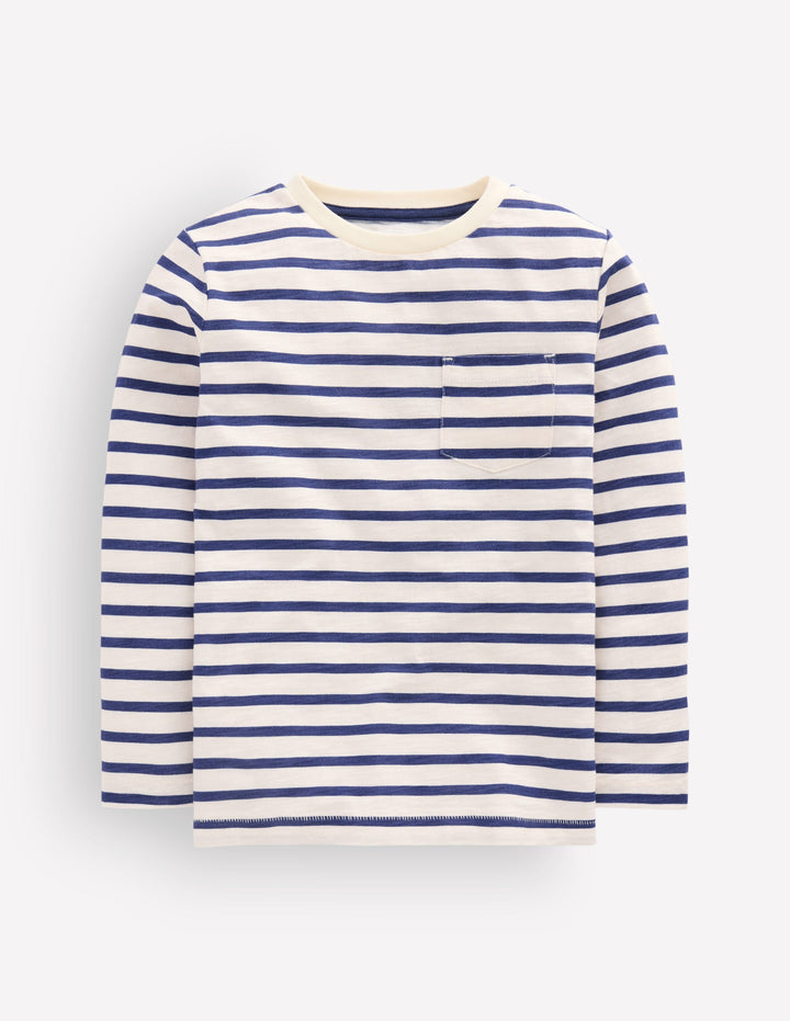 Everyday Long Sleeve T-Shirt-Soft Ivory/ College Navy