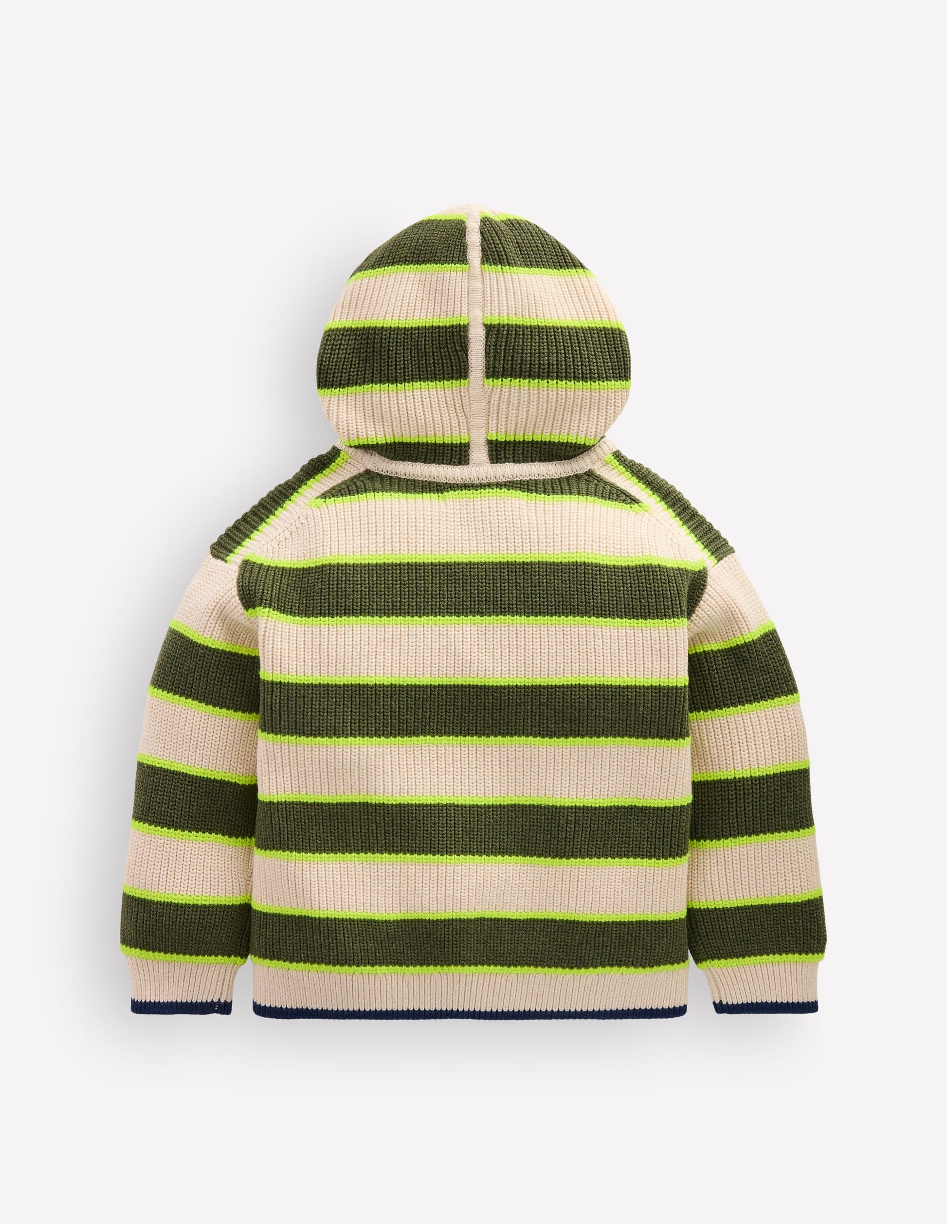 Knitted Hoodie-Oatmeal/Green Stripe-5