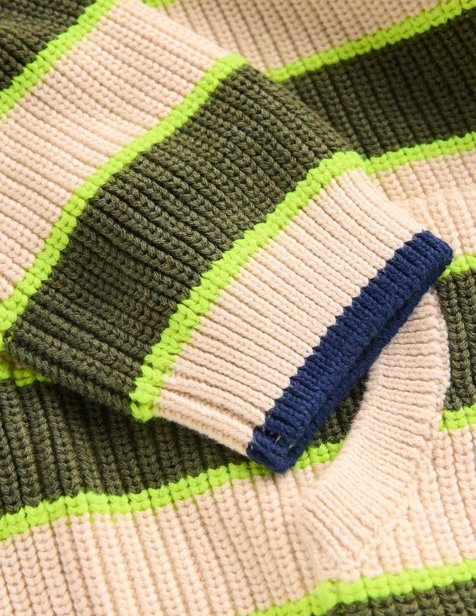 Knitted Hoodie-Oatmeal/Green Stripe - Image 6
