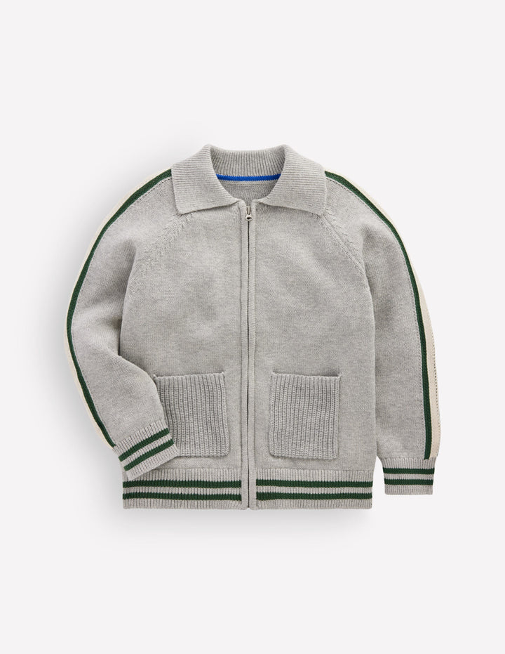 Smart Zip-through Sweater-Grey Marl
