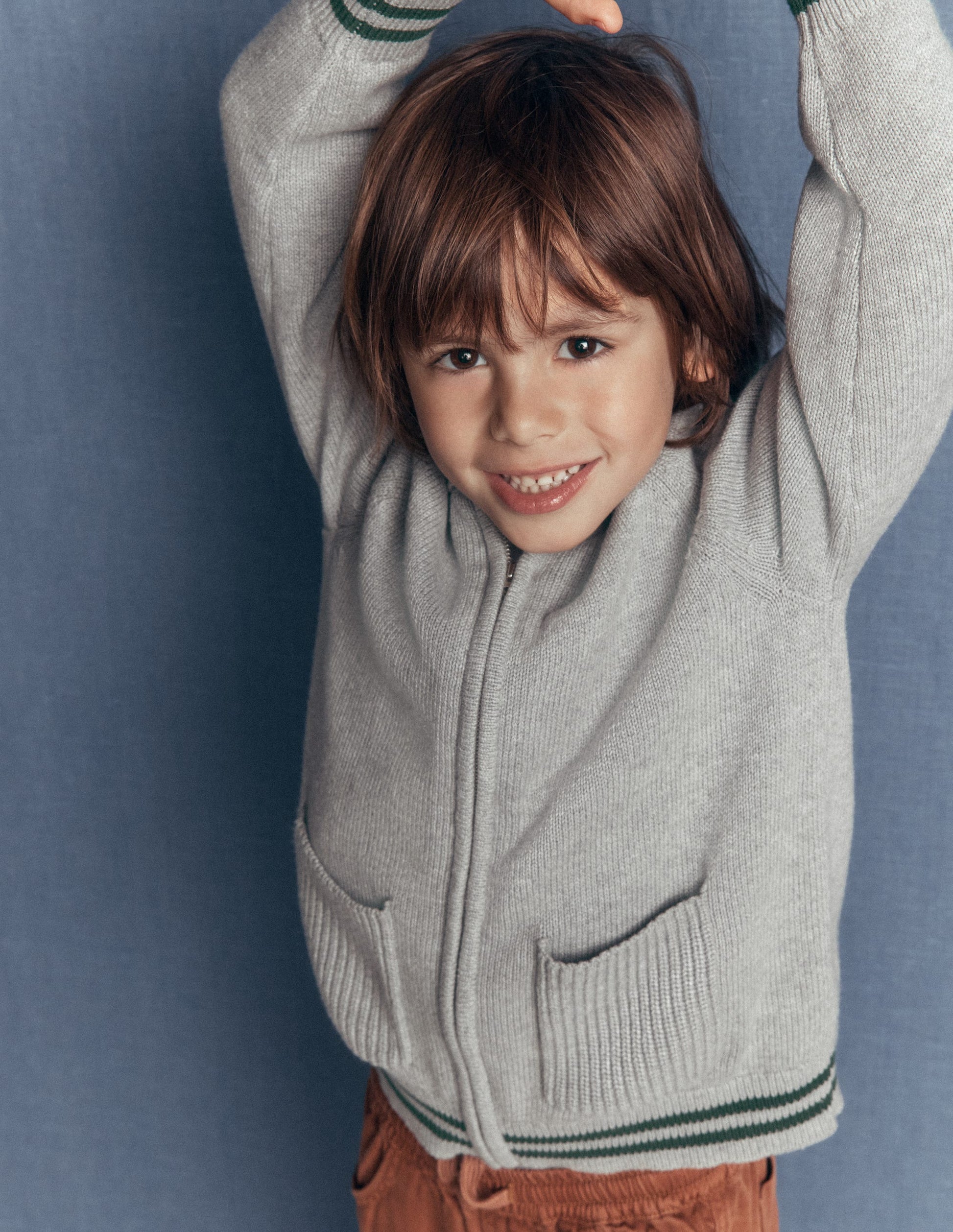 Smart Zip-through Sweater-Grey Marl-2