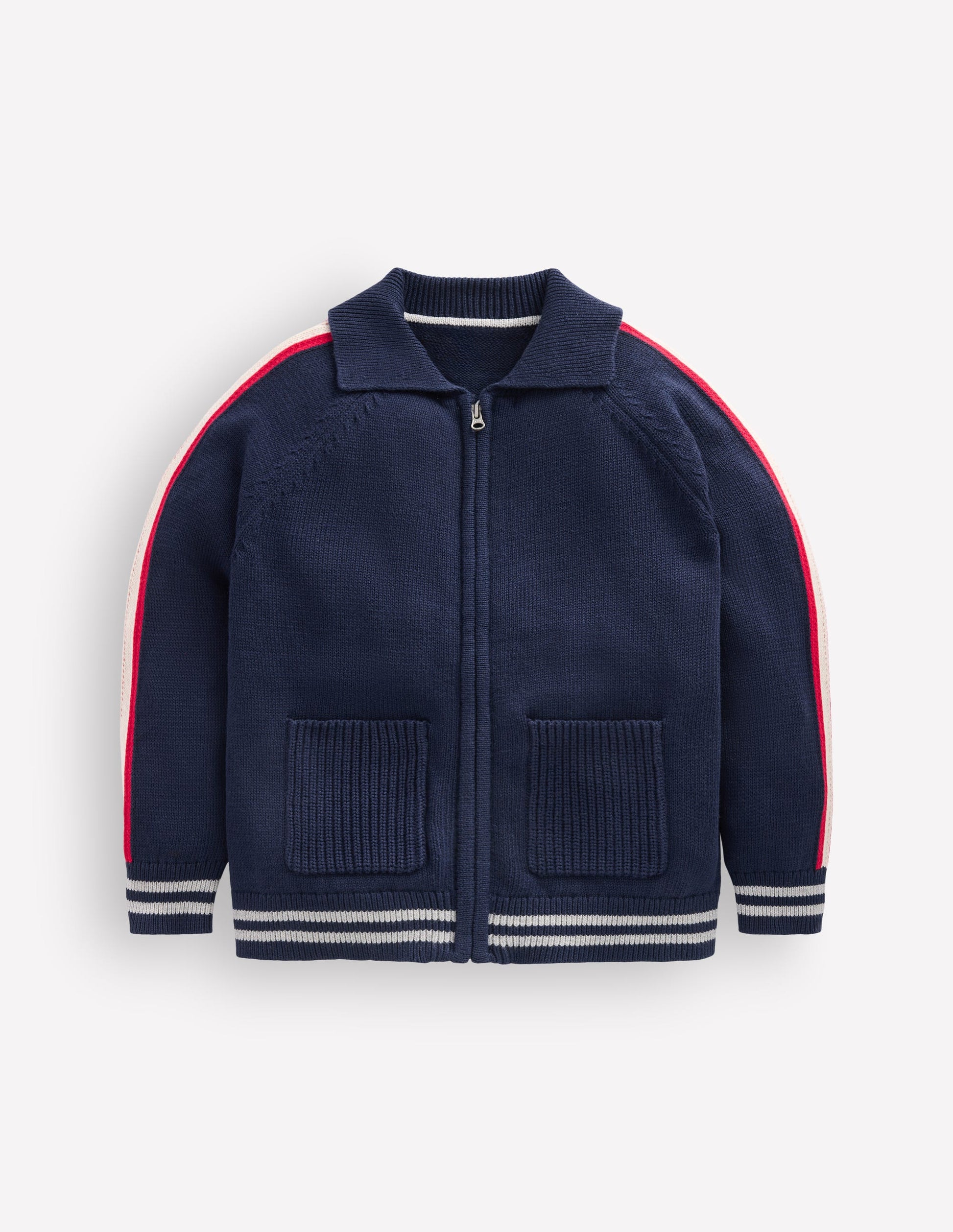 Smart Zip-through Sweater-Navy Marl-3