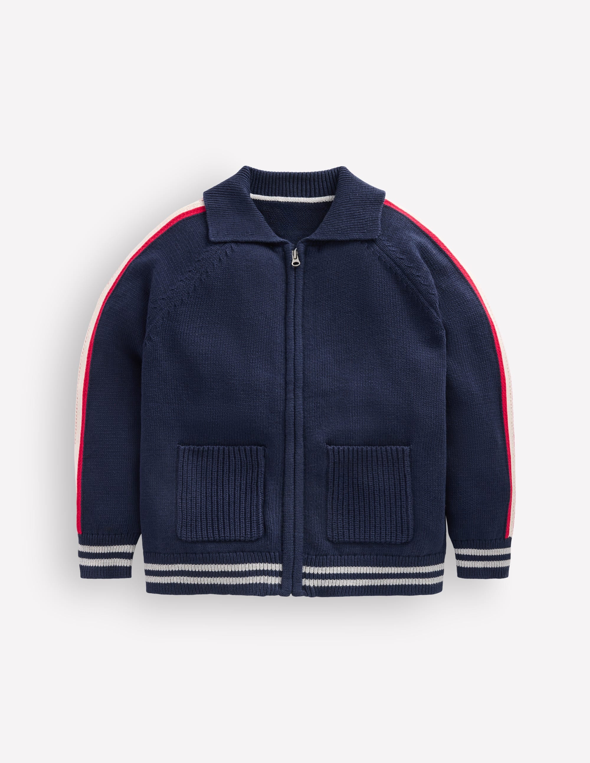 Smart Zip-through Sweater-Navy Marl - Image 3