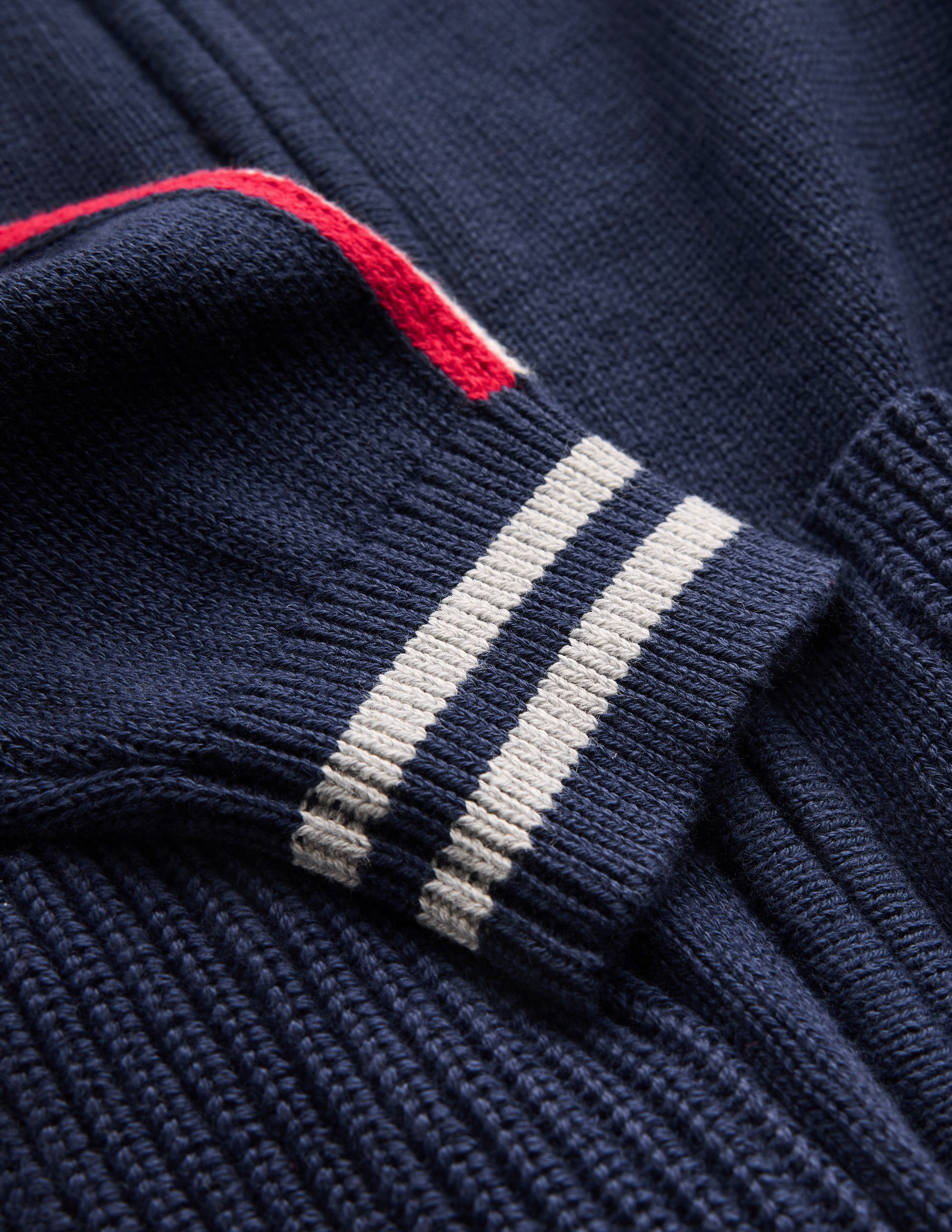 Smart Zip-through Sweater-Navy Marl - Image 5