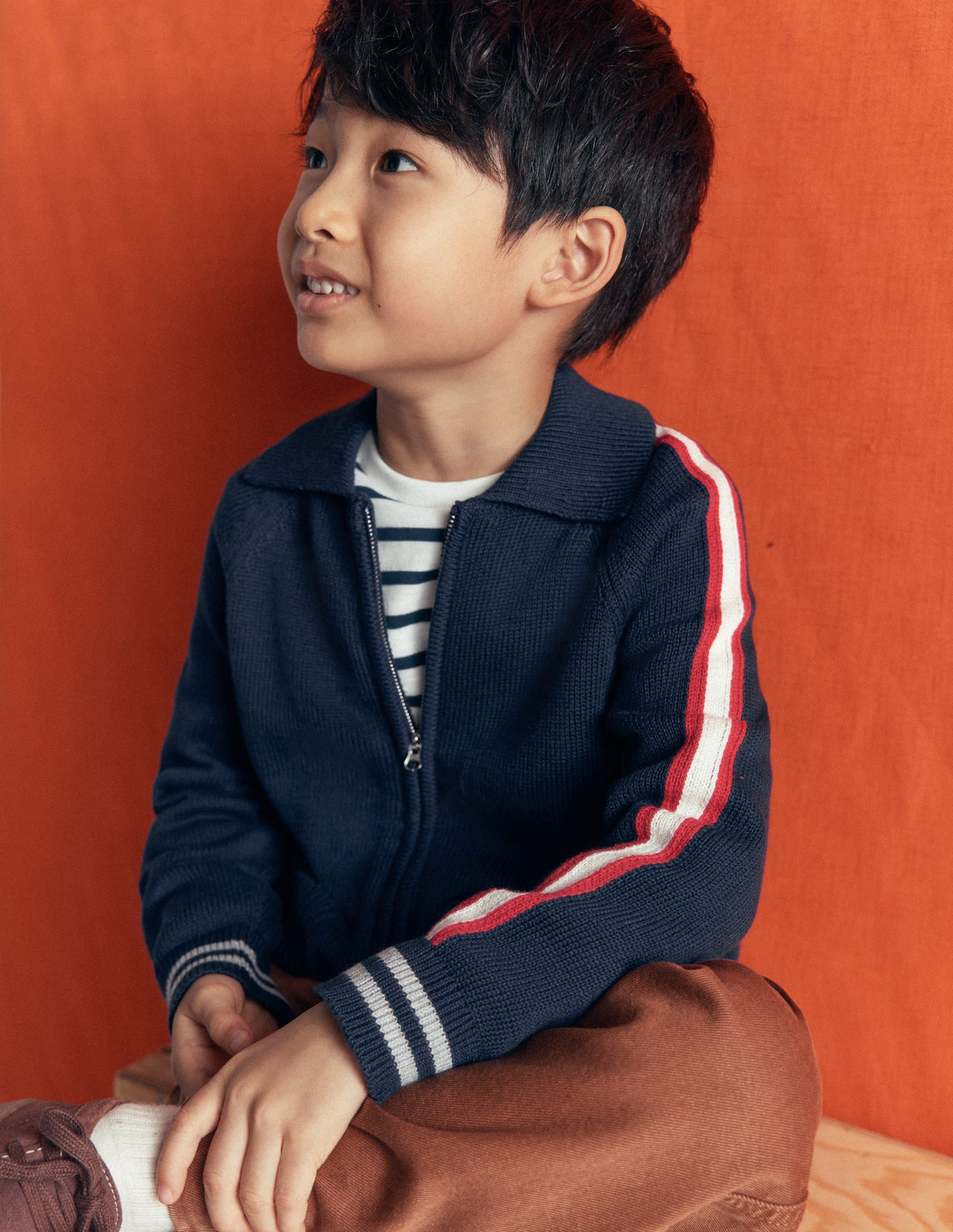 Smart Zip-through Sweater-Navy Marl - Image 1