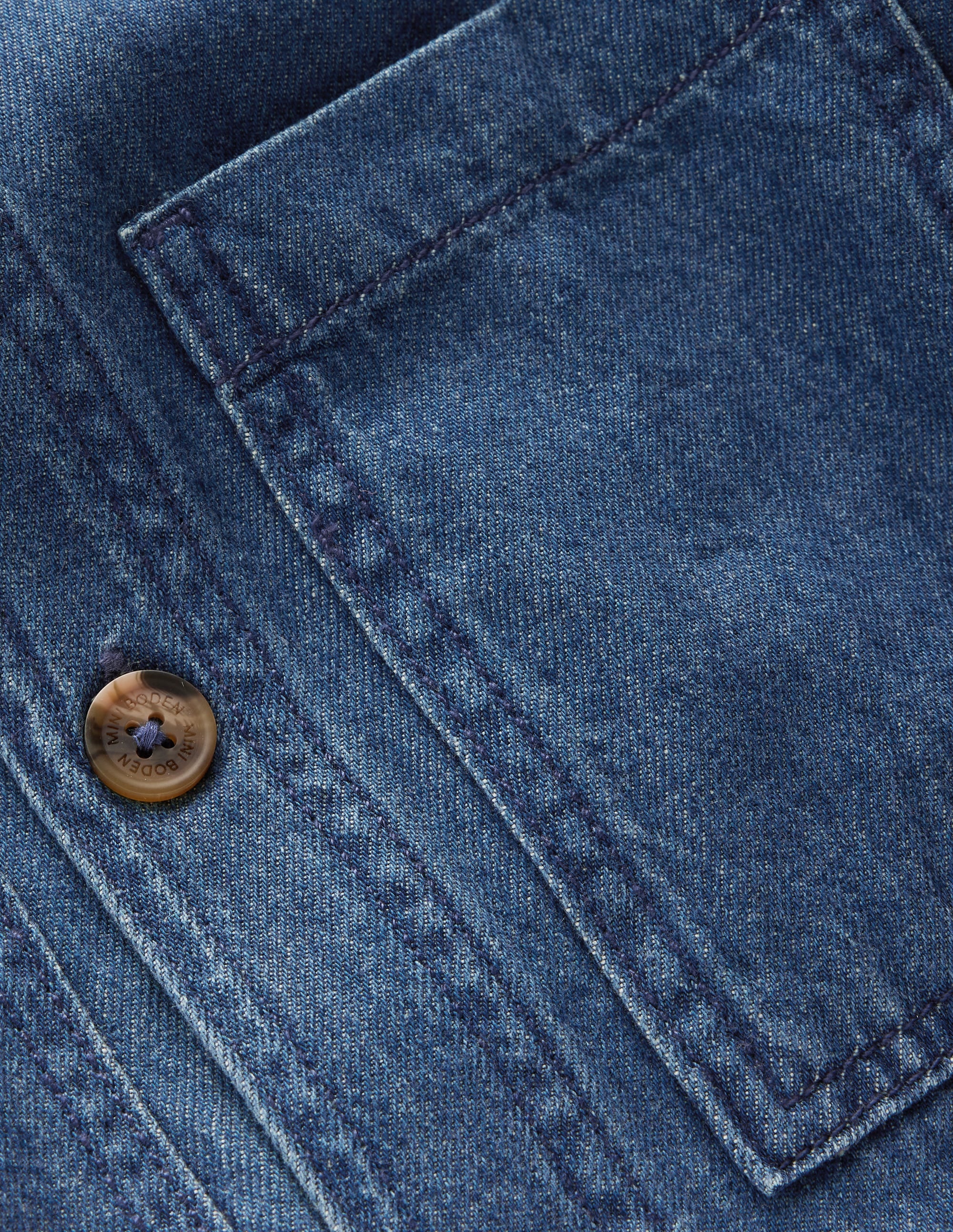 Front Pocket Overshirt-Mid Denim - Image 5